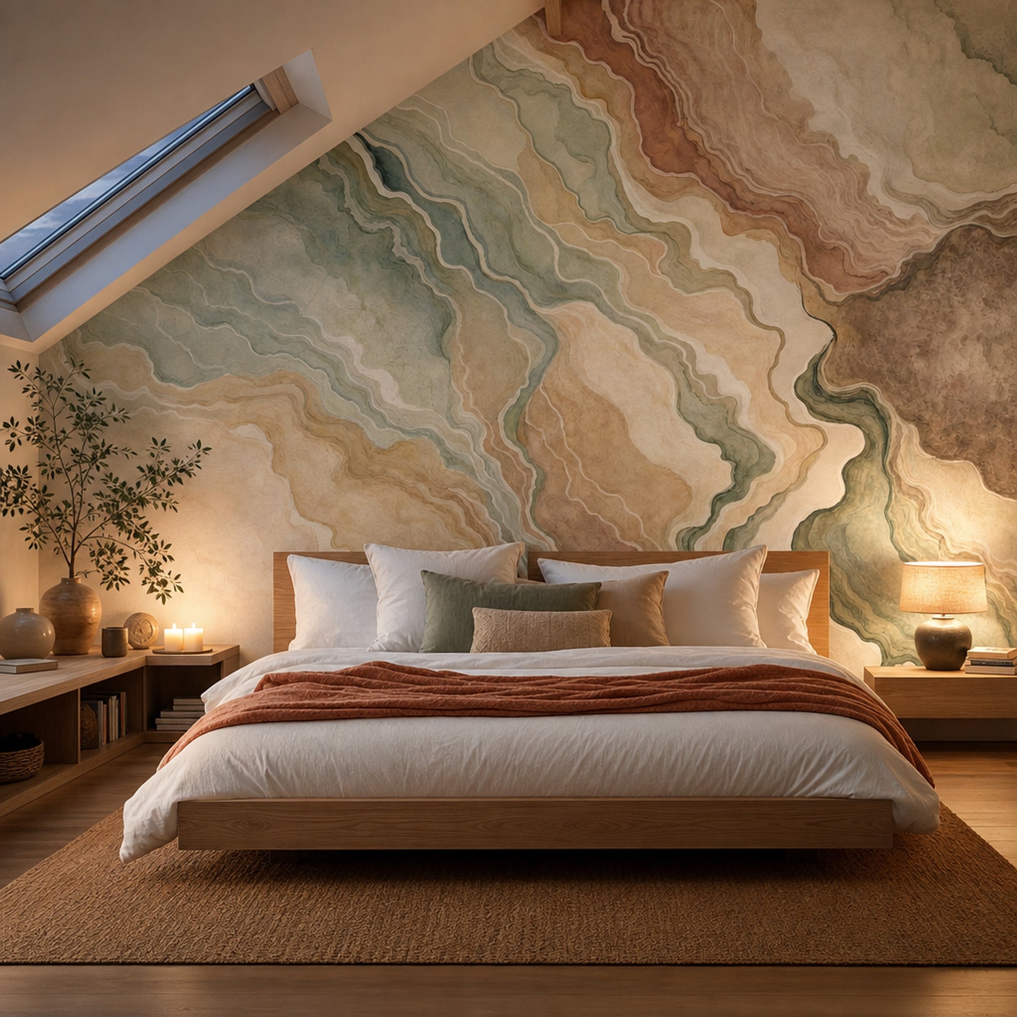 Abstract Marble Wallpaper Agate Geode Topographic Lines Wall Mural