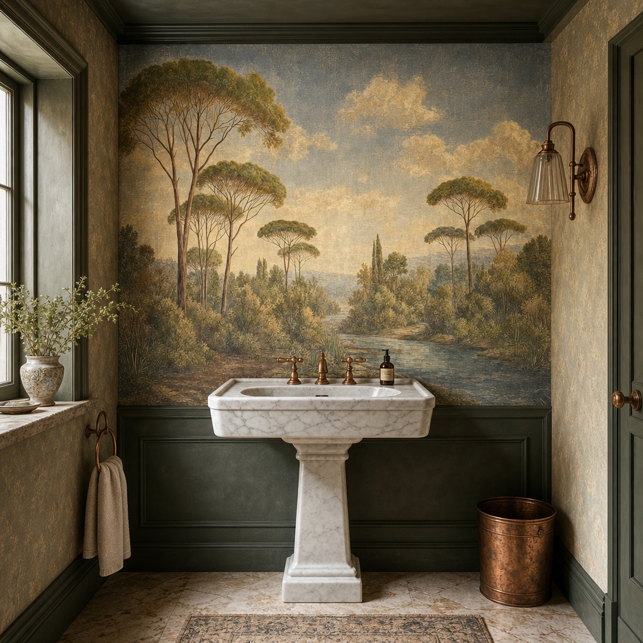 Landscape Mural Wallpaper Mediterranean Countryside Umbrella Pine Trees Wall Mural