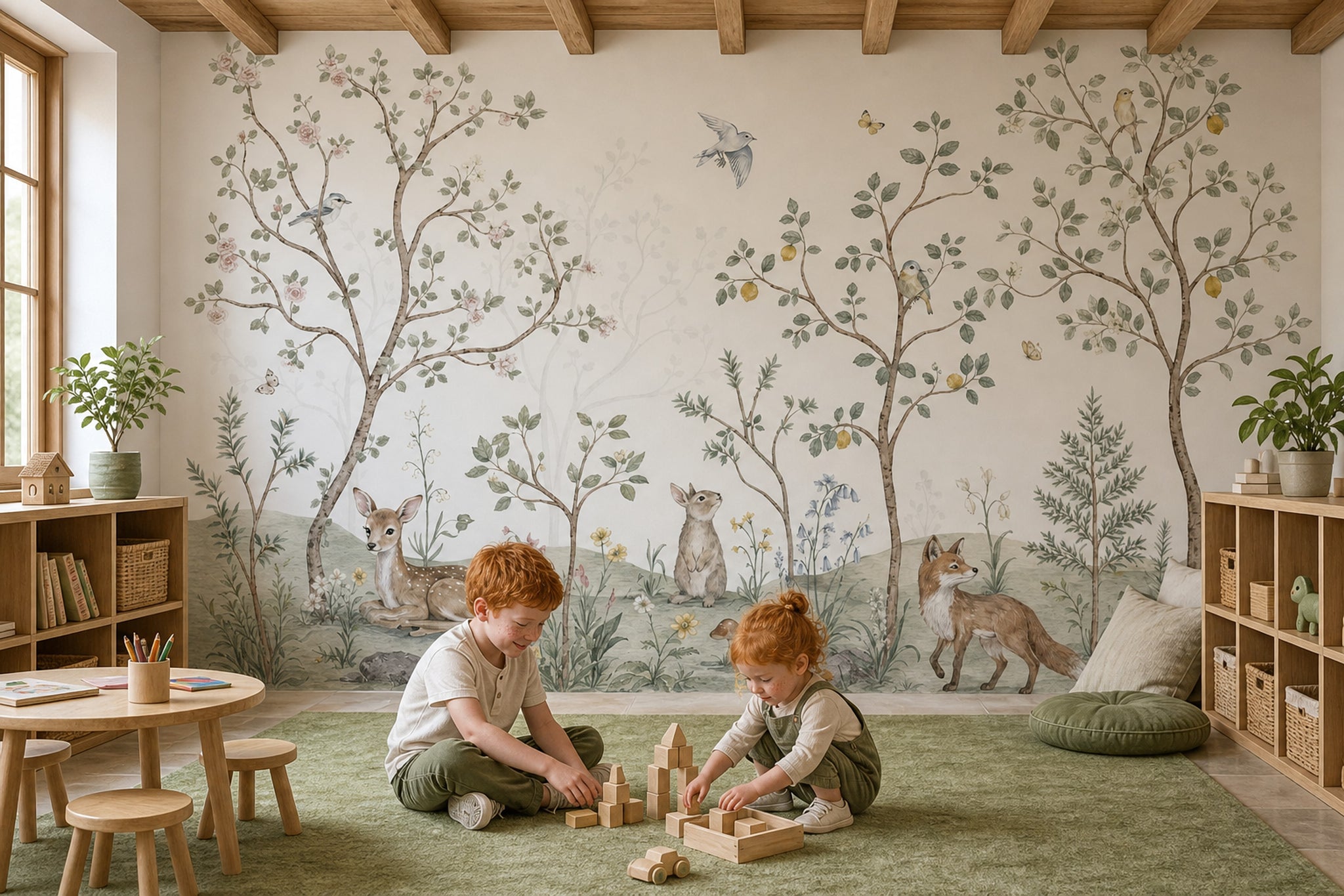 Woodland Wallpaper Watercolor Storybook Wall Mural
