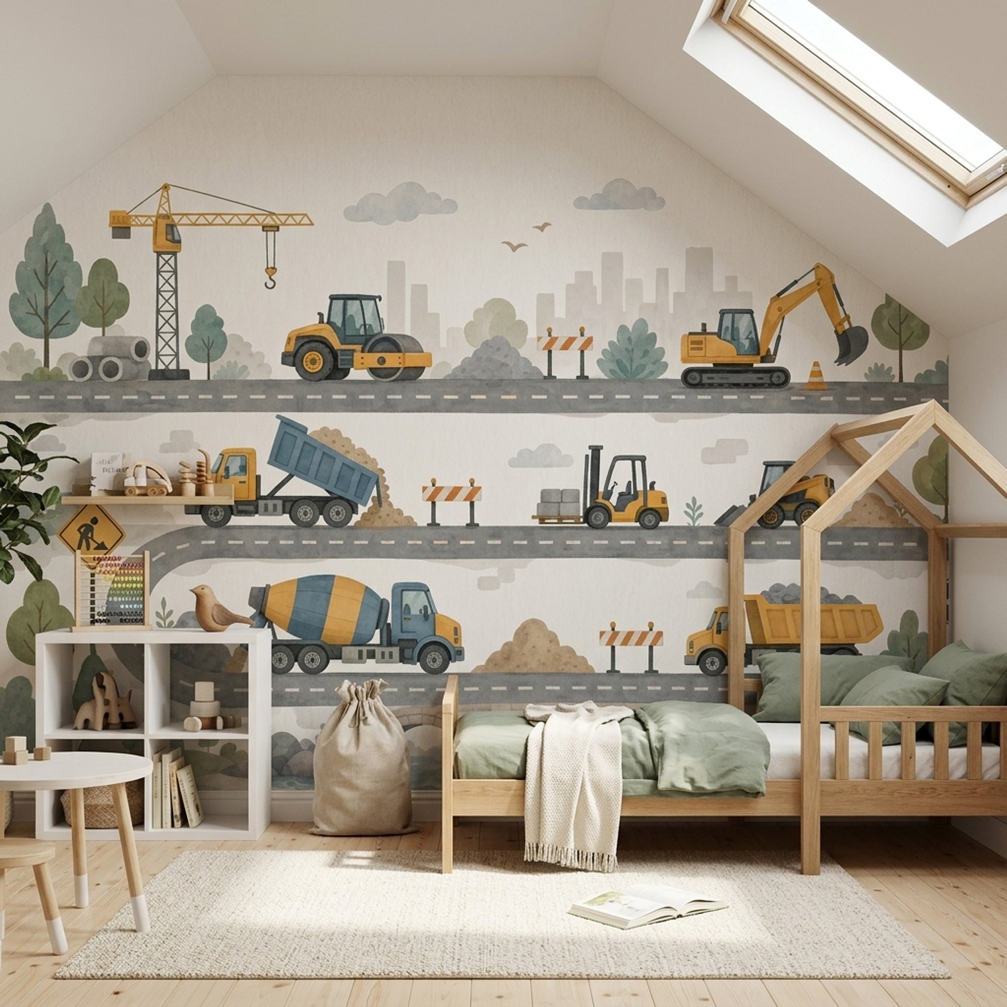 Construction Vehicles Wallpaper Roadwork Winding Road Wall Mural