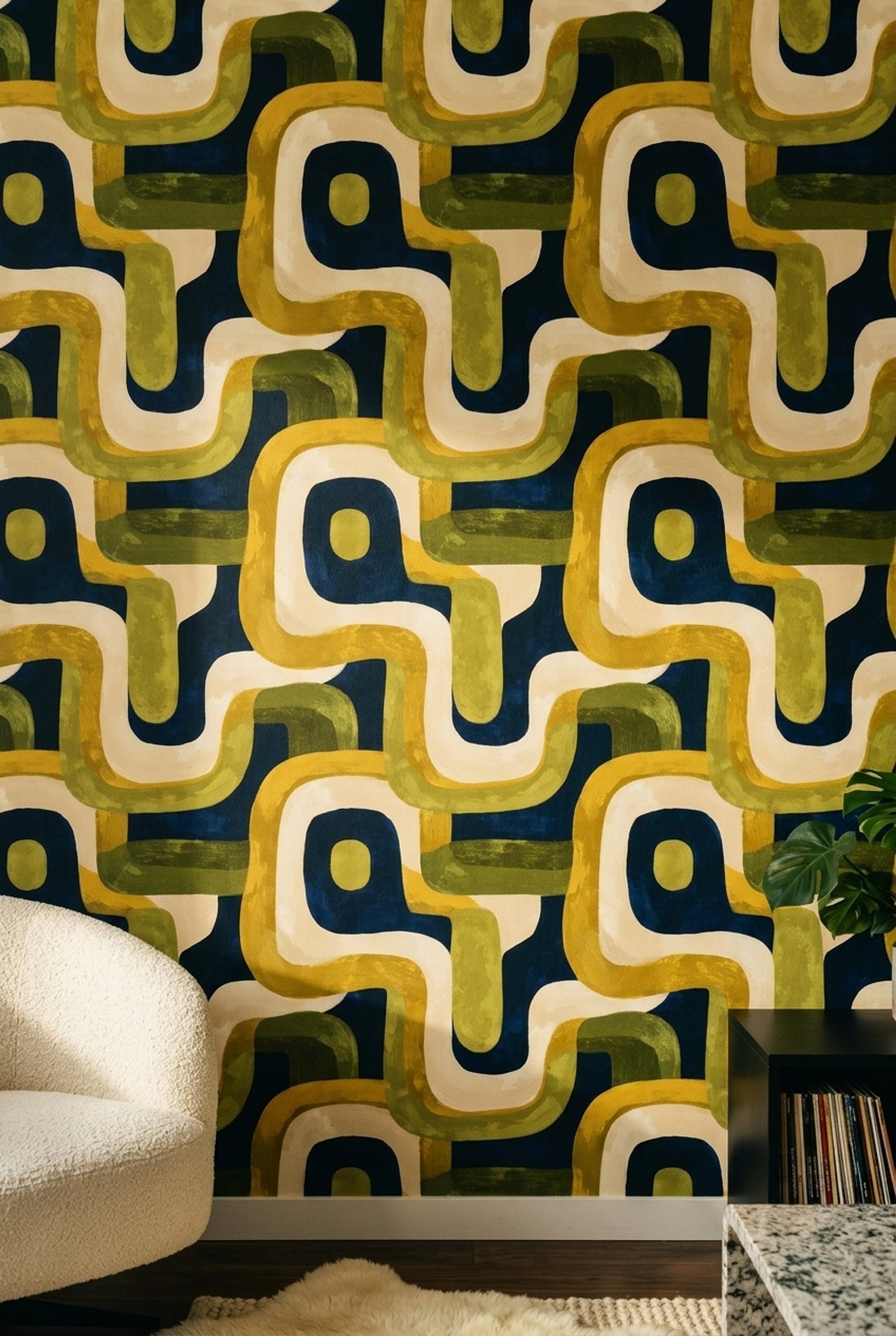 Mid Century Modern Wallpaper Modern Removable Retro Wall Double Roll