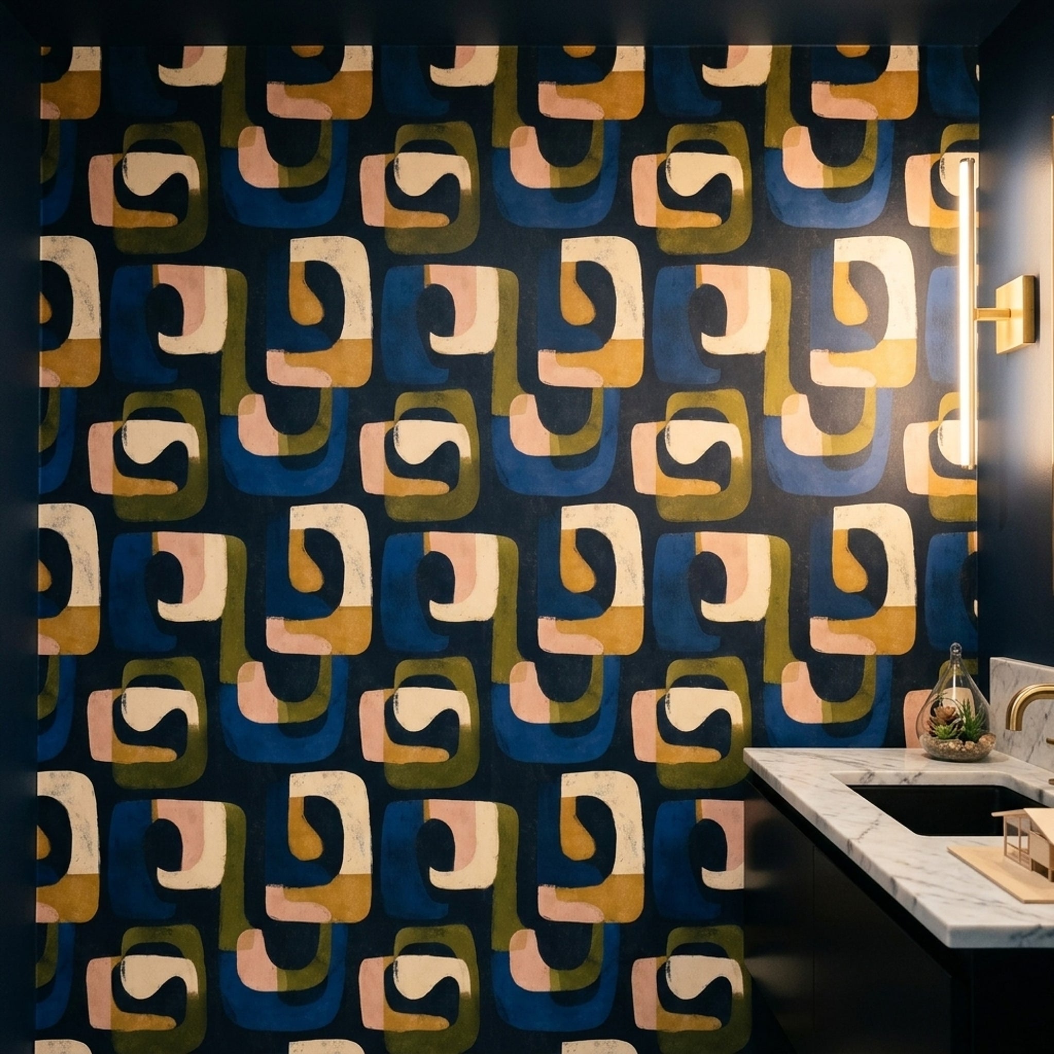 Mid Century Modern Wallpaper Retro Abstract Removable Wall Decor