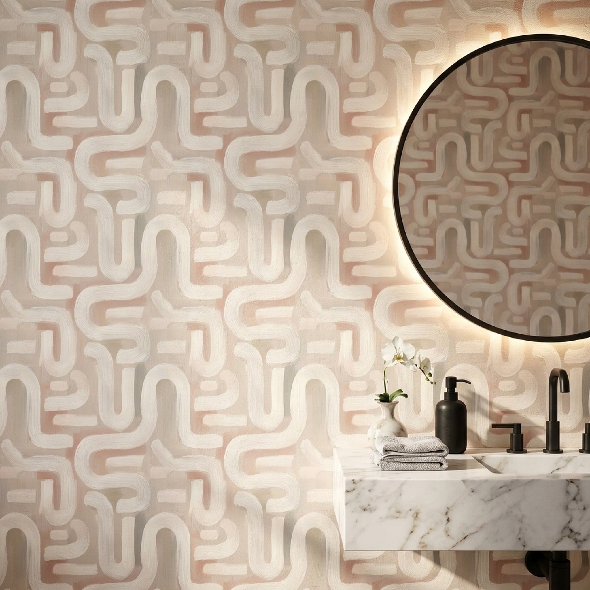 Soft Maze Pattern Wallpaper Abstract Modern Minimalist Removable Wall Decor