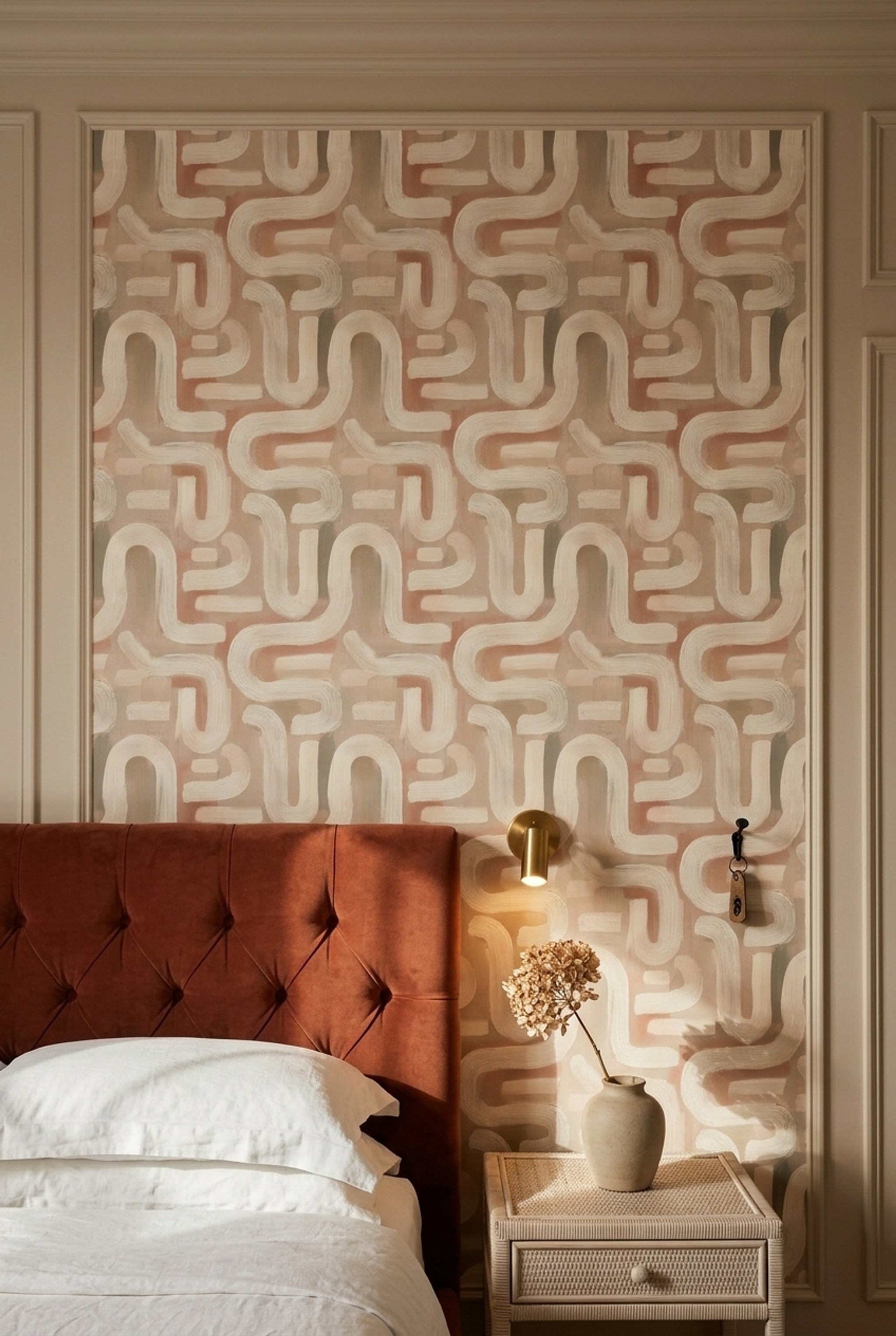 Soft Maze Pattern Wallpaper Abstract Modern Minimalist Removable Wall Decor