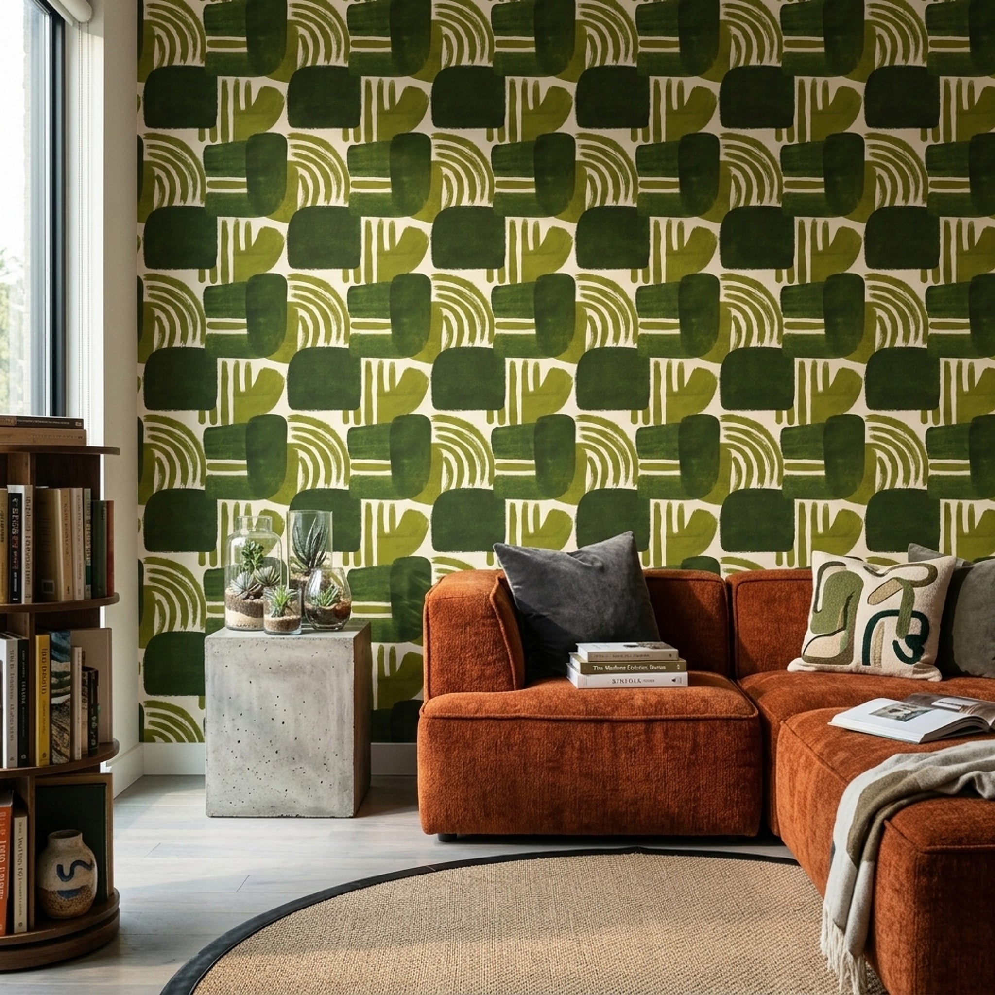 Mid Century Modern Wallpaper Abstract Pattern Decorative Mural