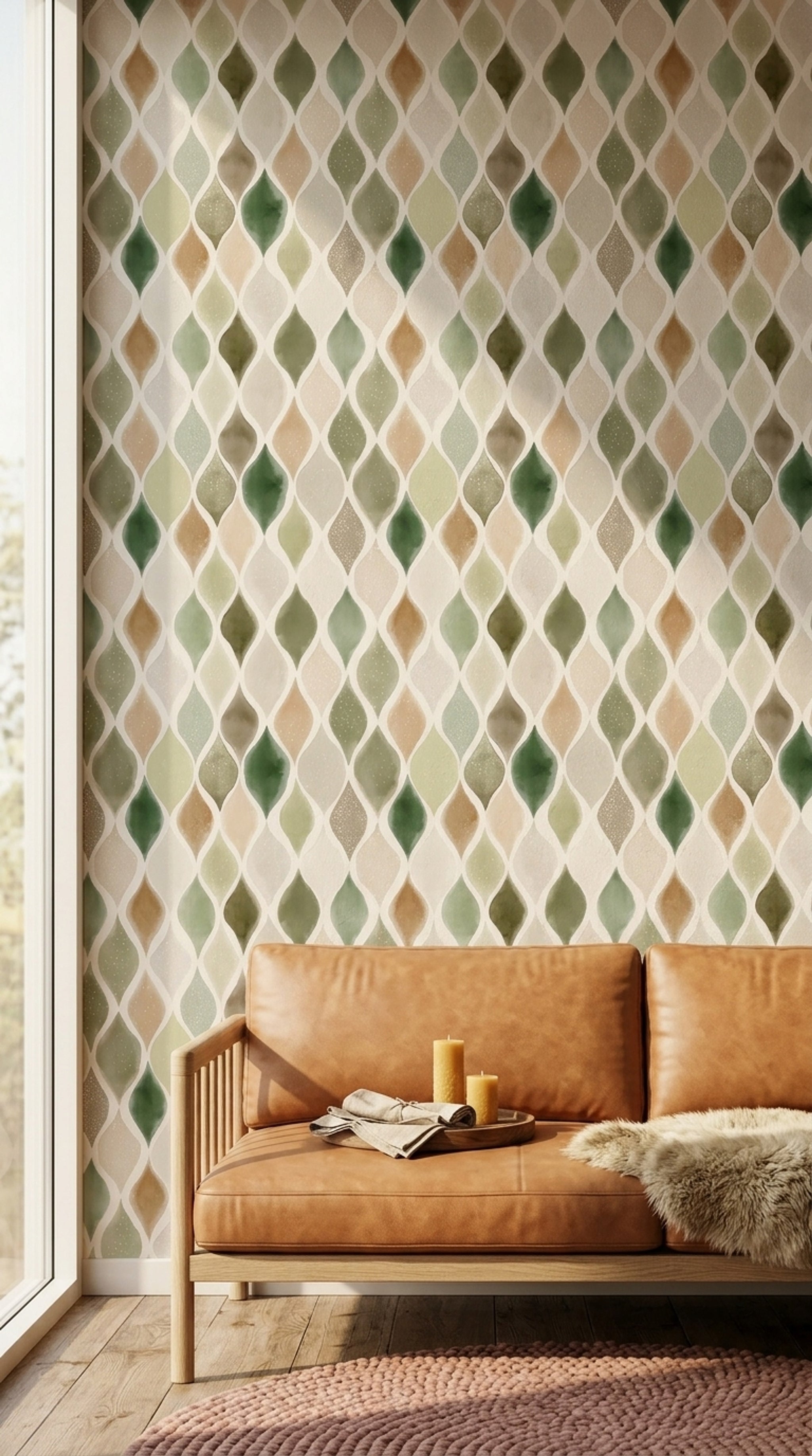 Paper Texture Wallpaper Watercolor Trellis Removable Wall Decor