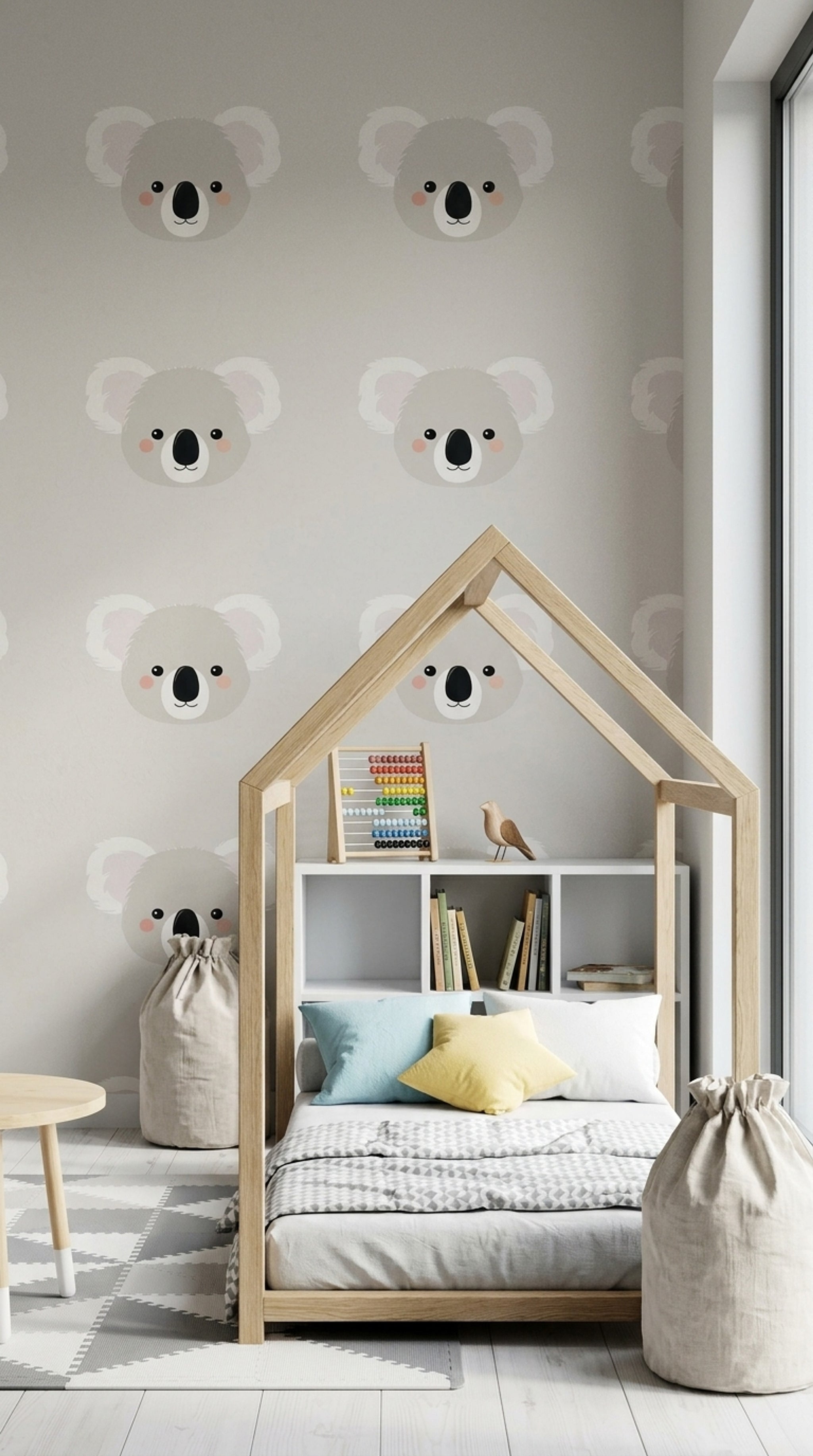Cute Koala Wallpaper Cartoon Animal Minimalist Decorative Mural