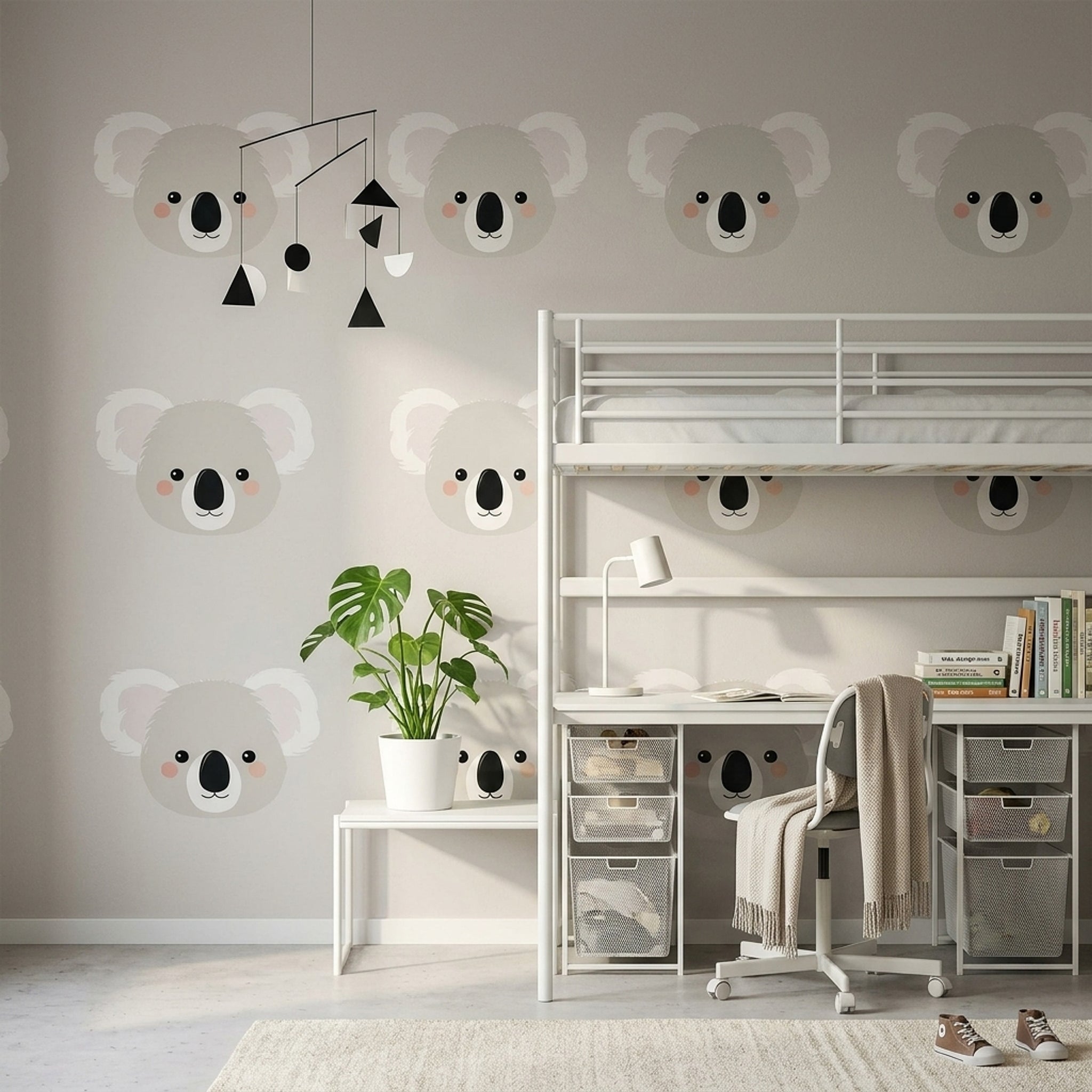 Cute Koala Wallpaper Cartoon Animal Minimalist Decorative Mural