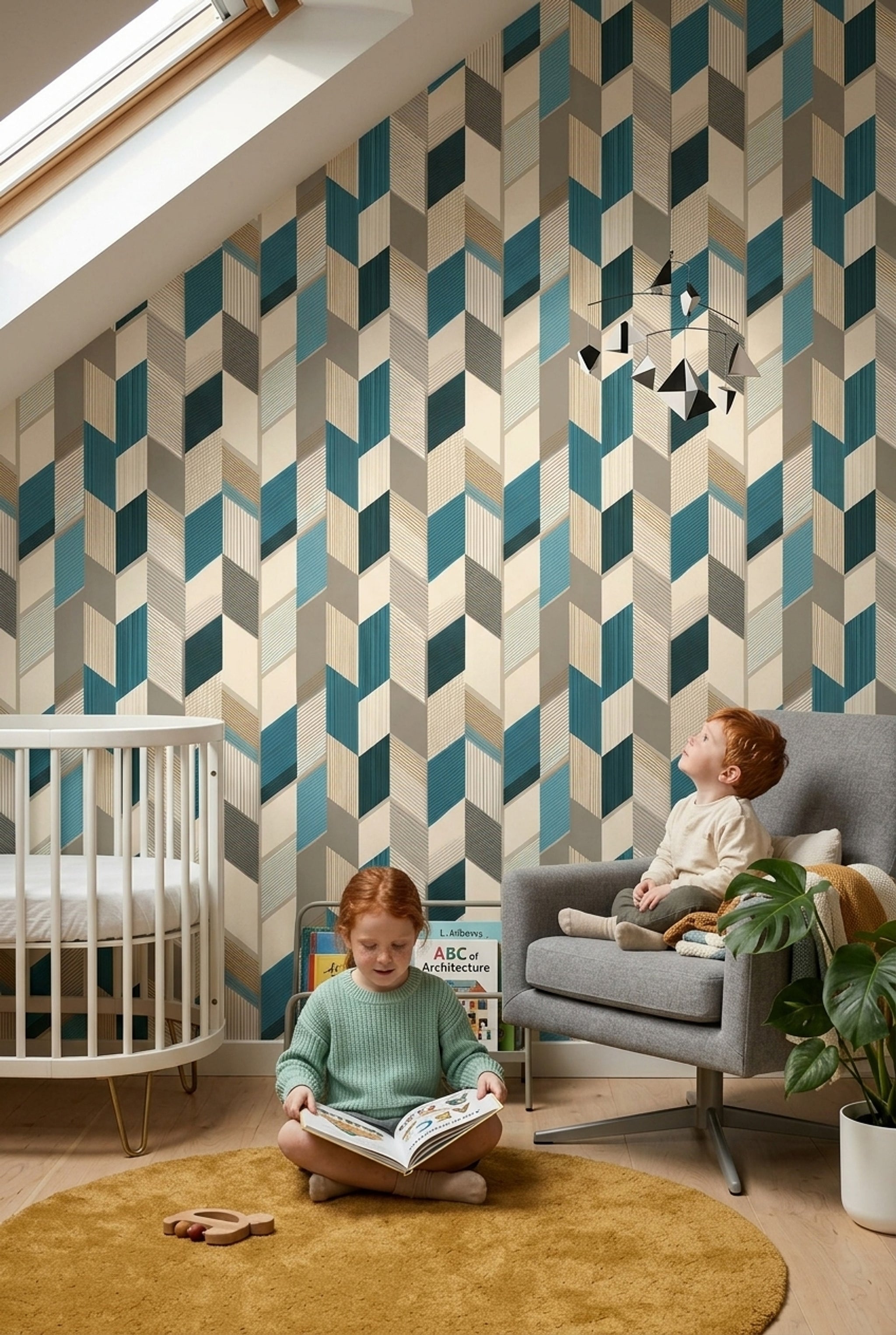 Mid Century Modern Wallpaper Modern Geometric Abstract Removable Wall Decor