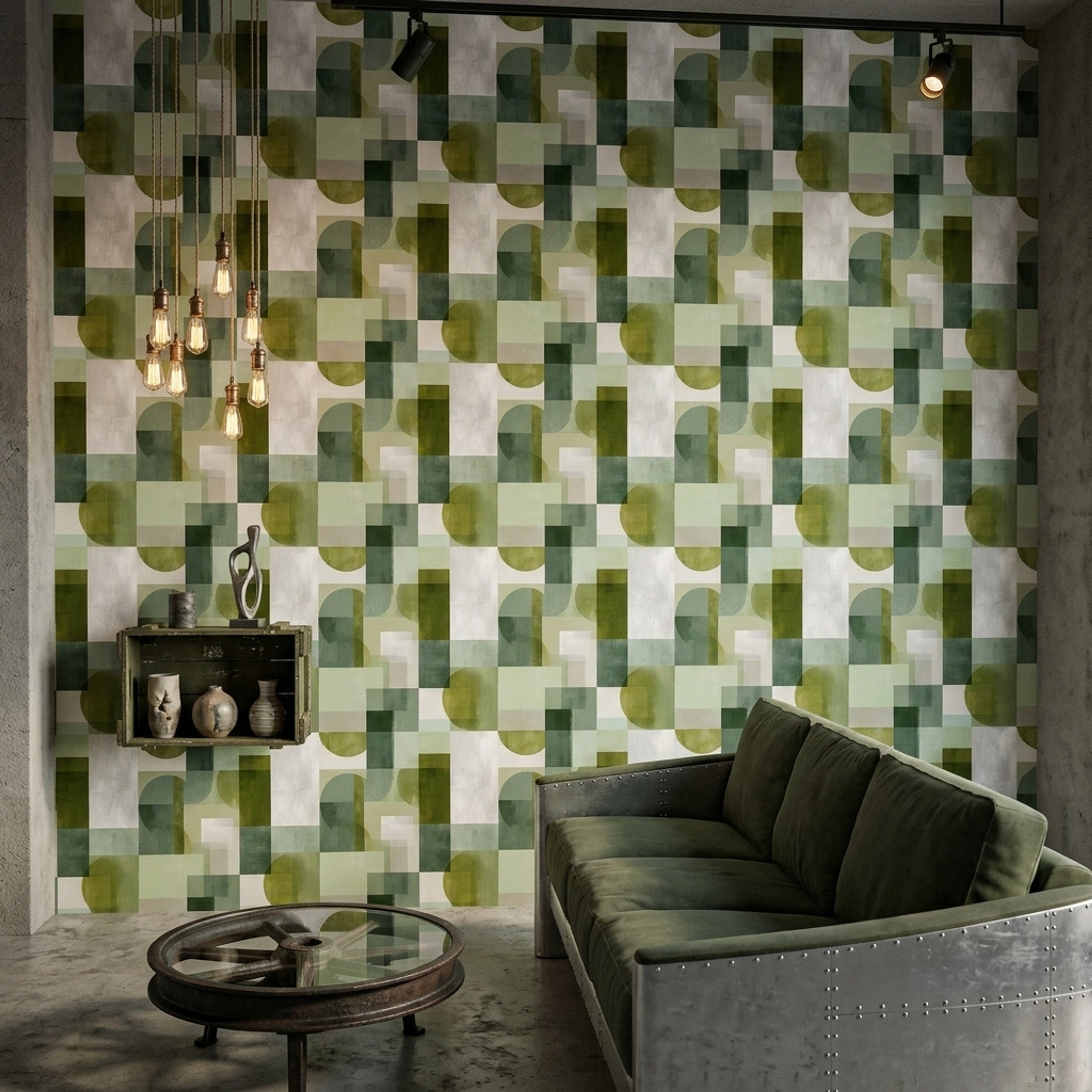 Mid-Century Modern Wallpaper Geometric Removable Wall Decor