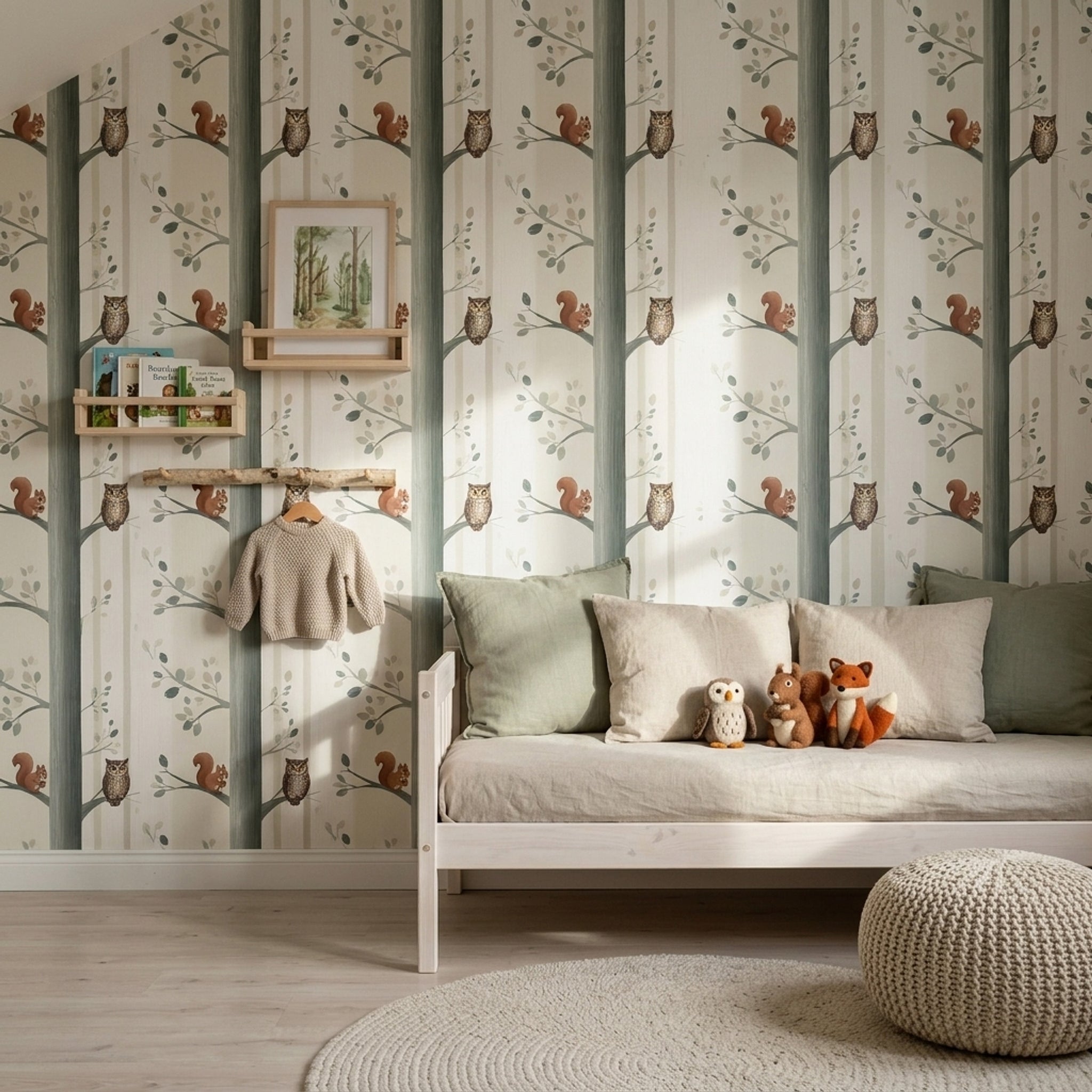 Woodland Wallpaper Forest Animals Owl Decorative Mural