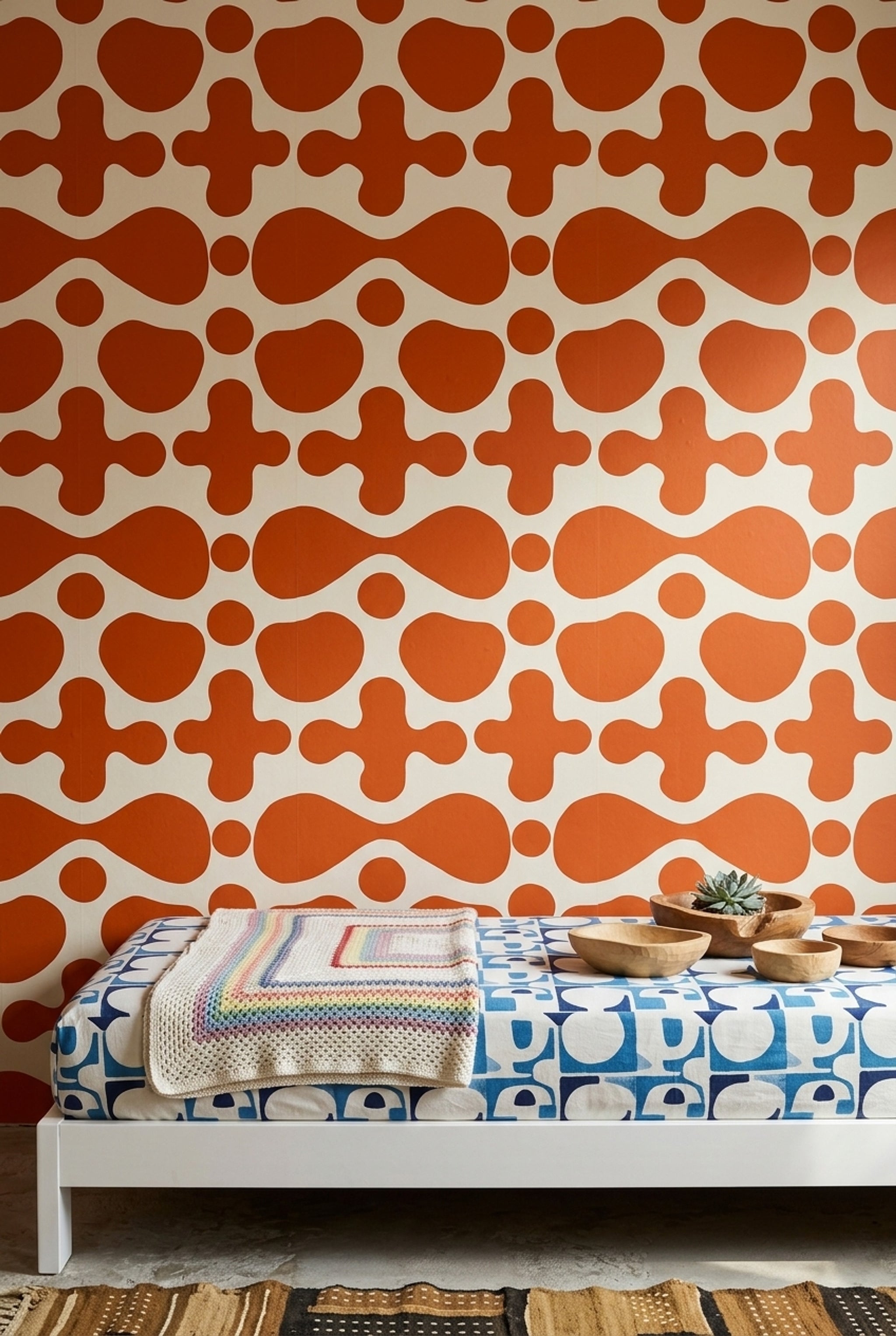 Mid Century Modern Wallpaper Retro Abstract Removable Wall Decor