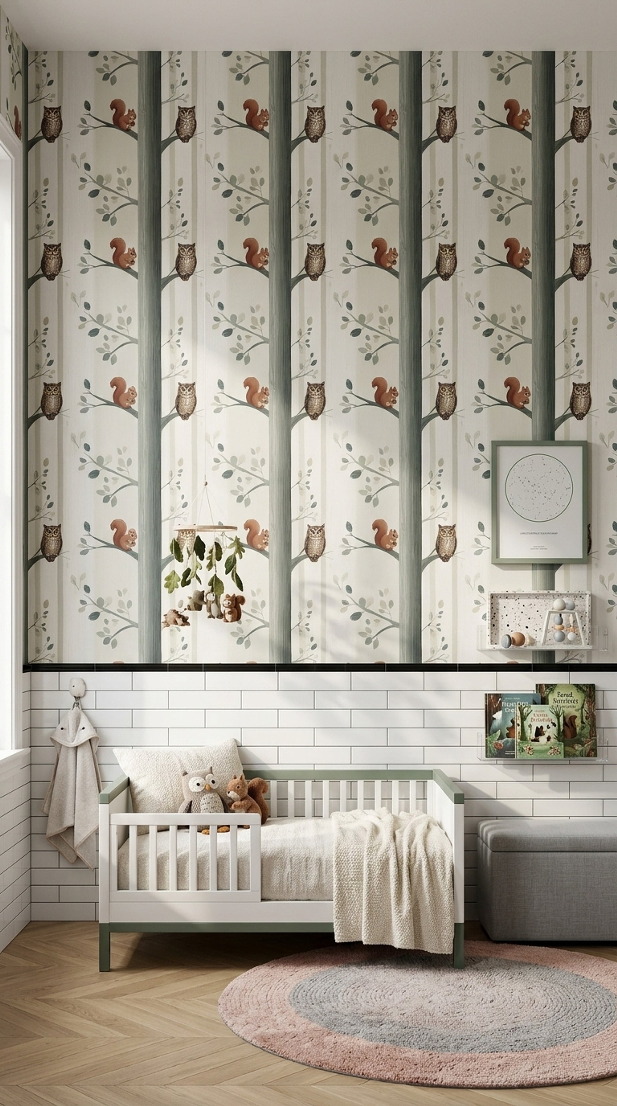 Woodland Wallpaper Forest Animals Owl Decorative Mural