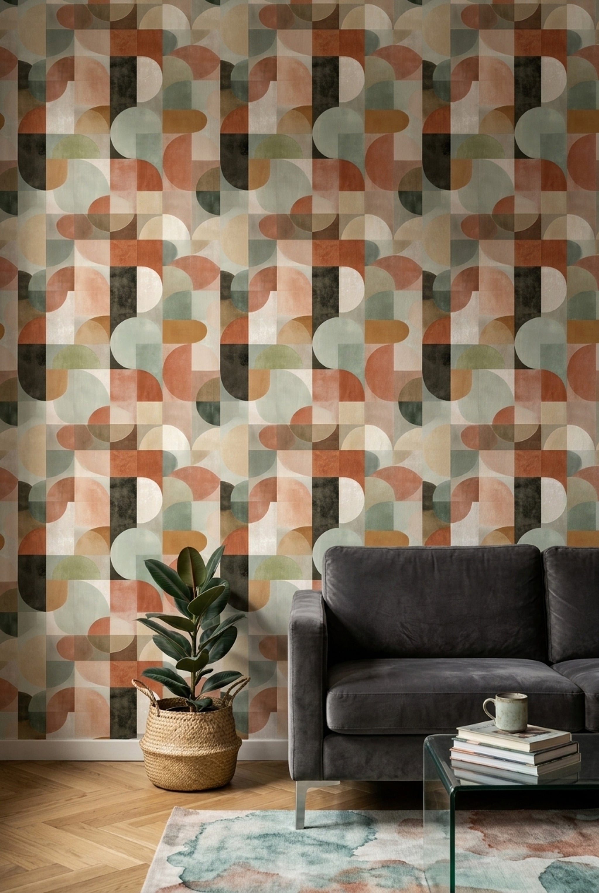 Mid Century Modern Wallpaper Geometric Modern Decorative Mural