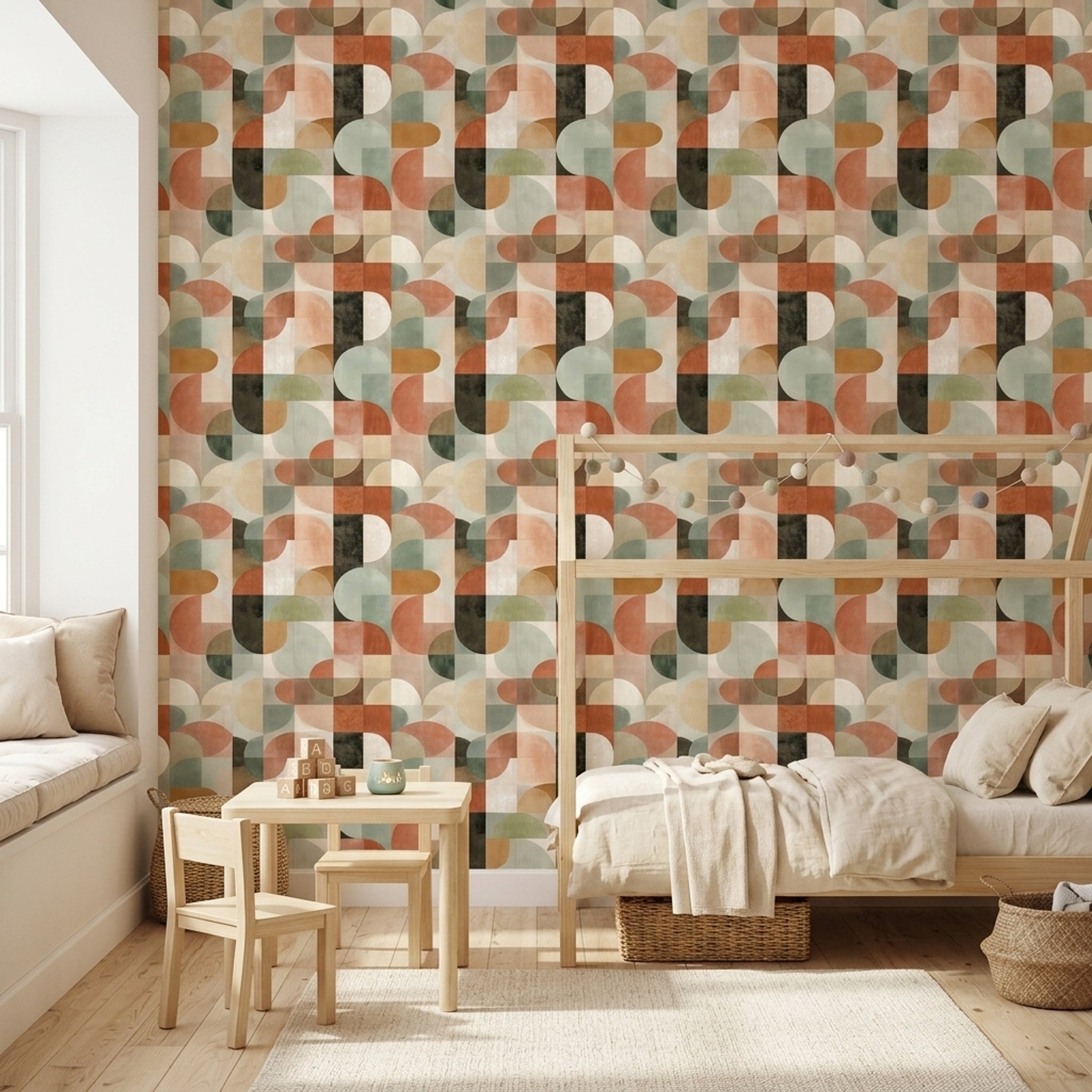 Mid Century Modern Wallpaper Geometric Modern Decorative Mural