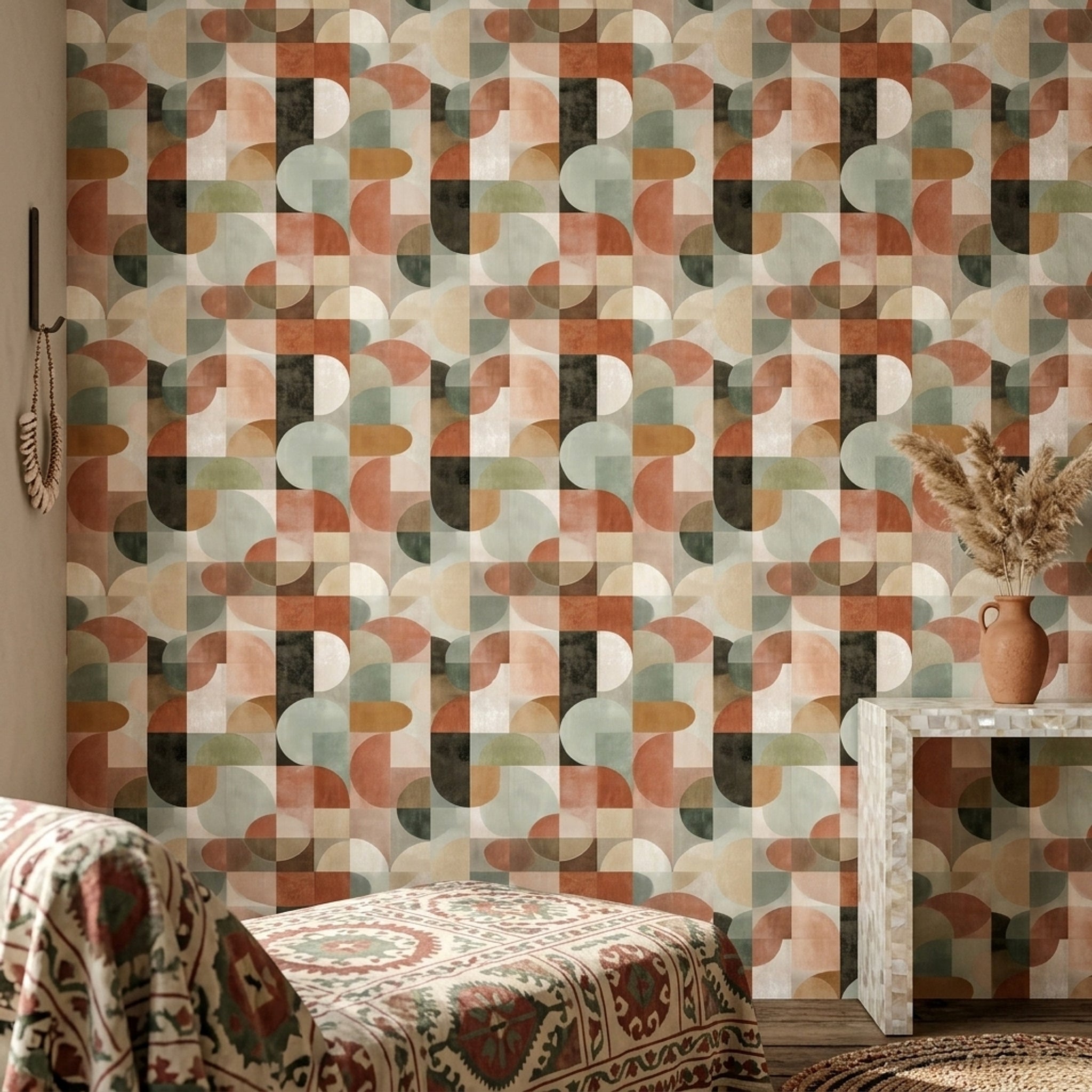 Mid Century Modern Wallpaper Geometric Modern Decorative Mural