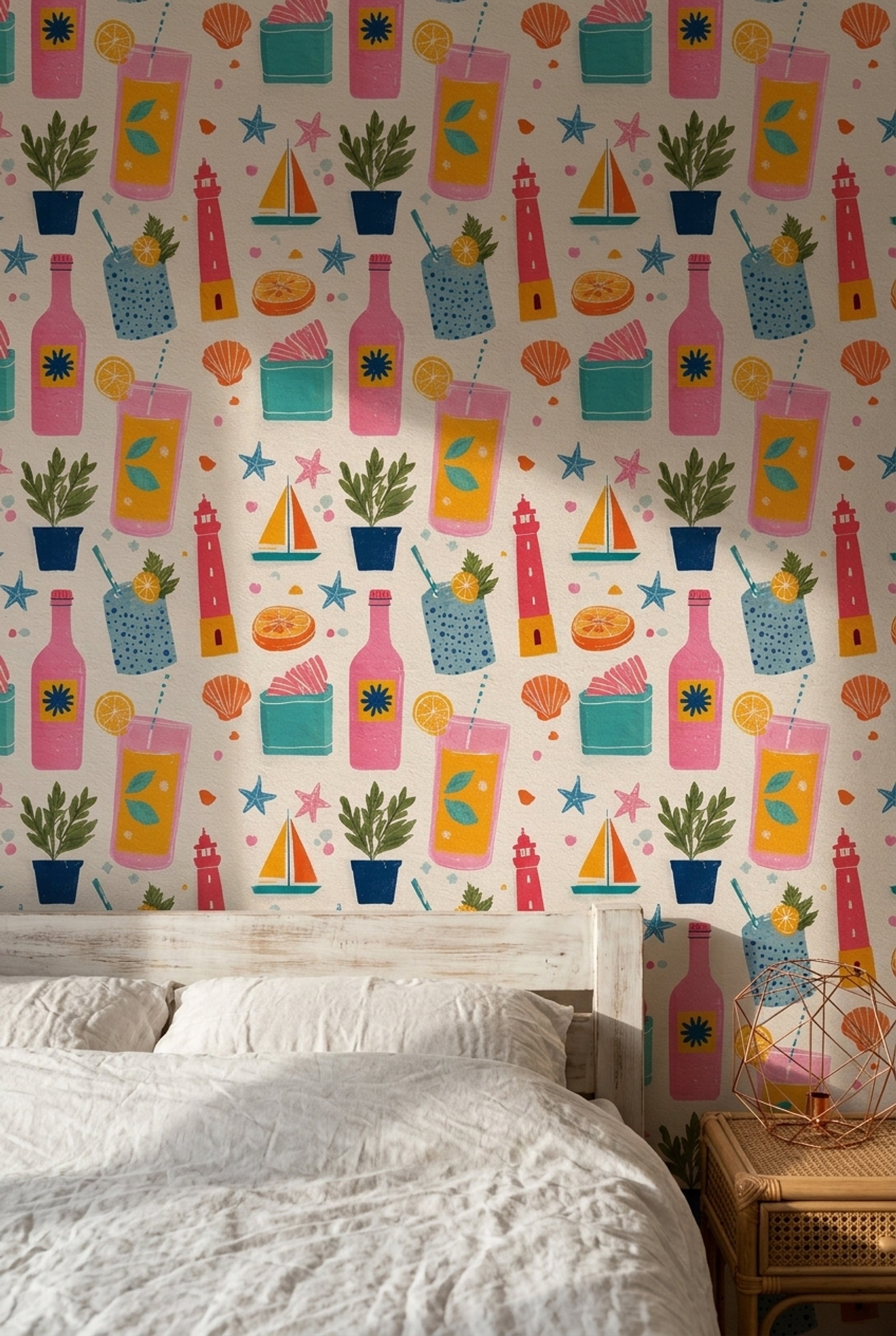 Coastal Wallpaper Summer Cocktails Citrus Decorative Mural