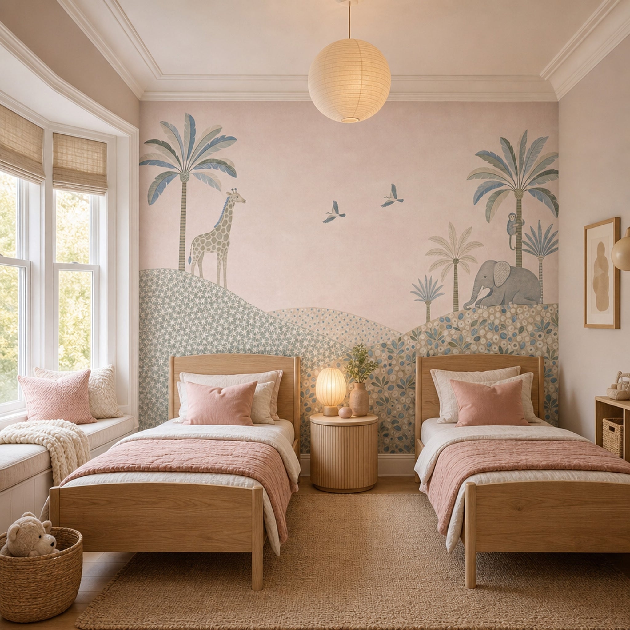 Watercolor Texture Wallpaper Soft Pastel Safari Nursery Wall Mural