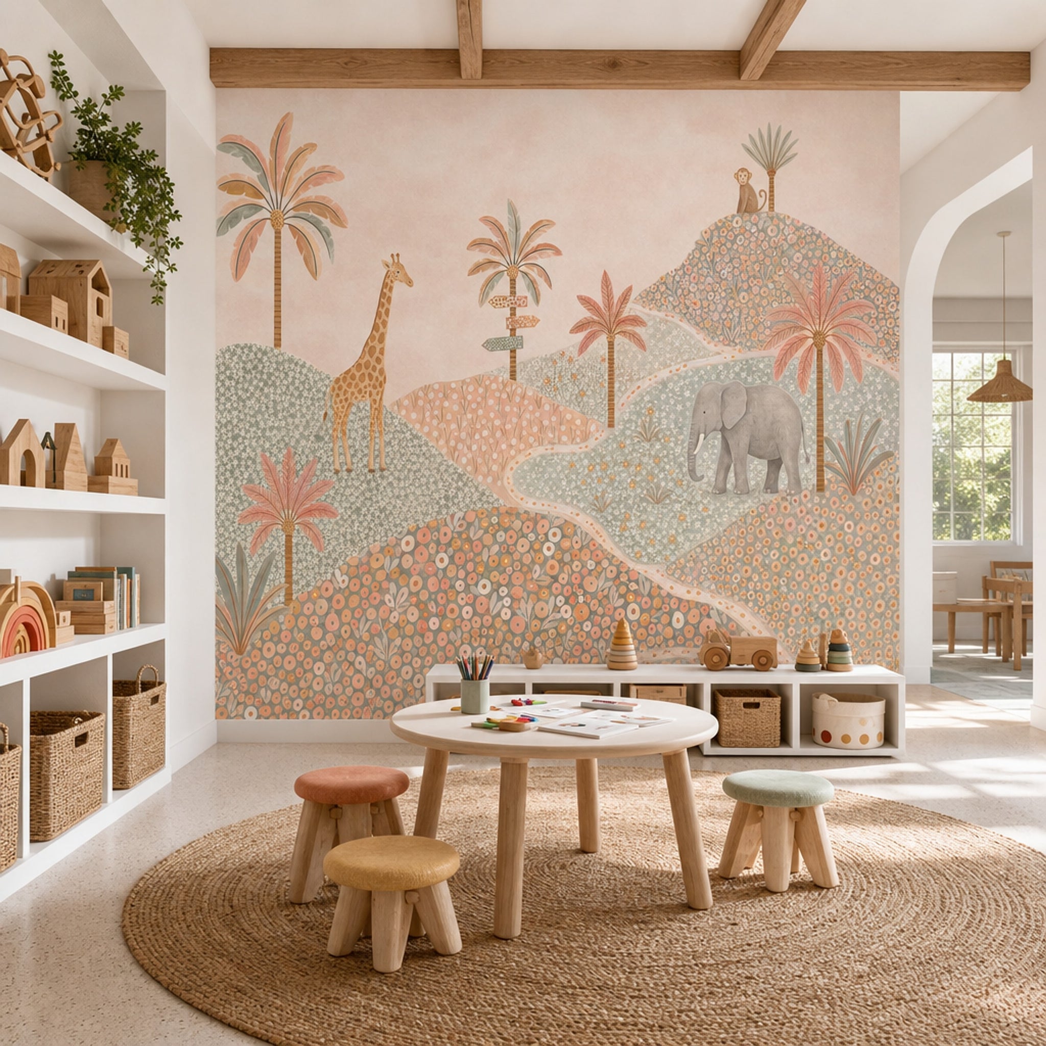Jungle Vibe Wallpaper Safari Scene Removable Kids Room Wall Decor