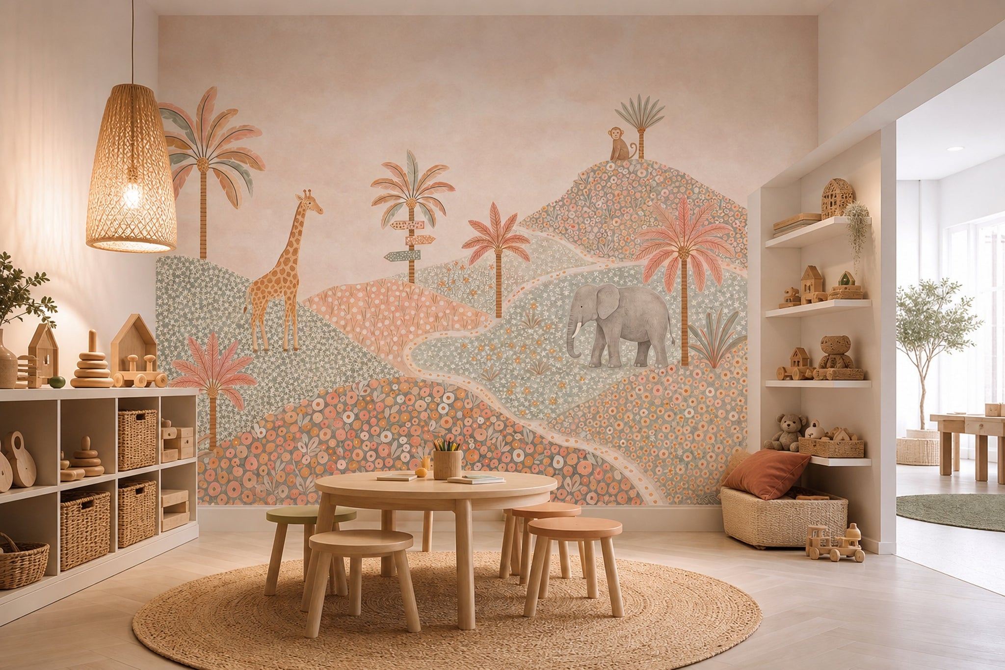 Jungle Vibe Wallpaper Safari Scene Removable Kids Room Wall Decor