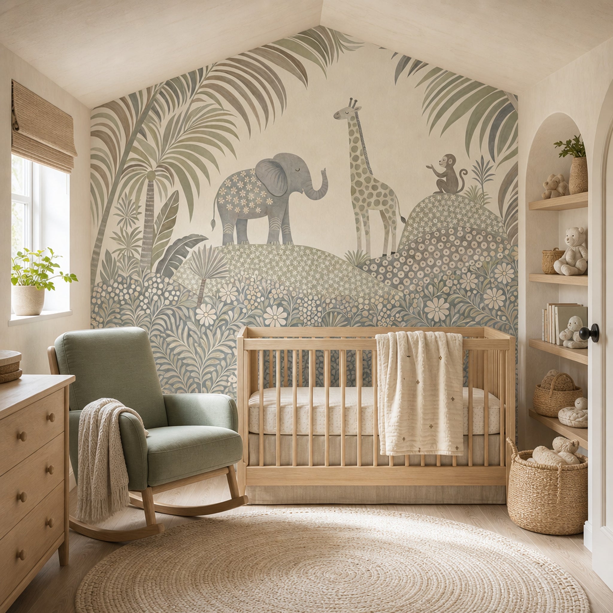 Safari Wallpaper Jungle Animals Watercolor Removable Wall Decor