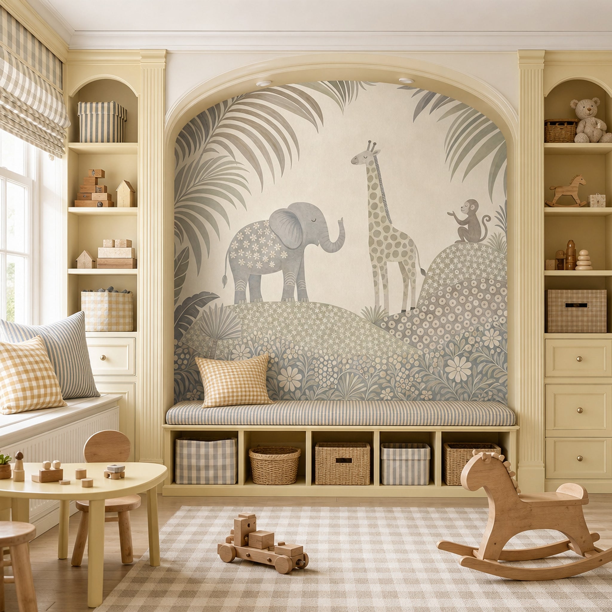 Safari Wallpaper Jungle Animals Watercolor Removable Wall Decor