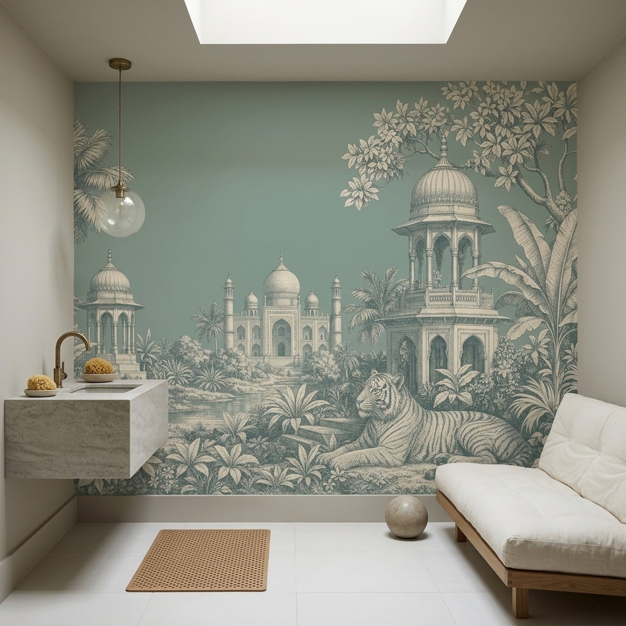 Toile Landscape Wallpaper Indian Palace Tropical Jungle Foliage Wall Mural