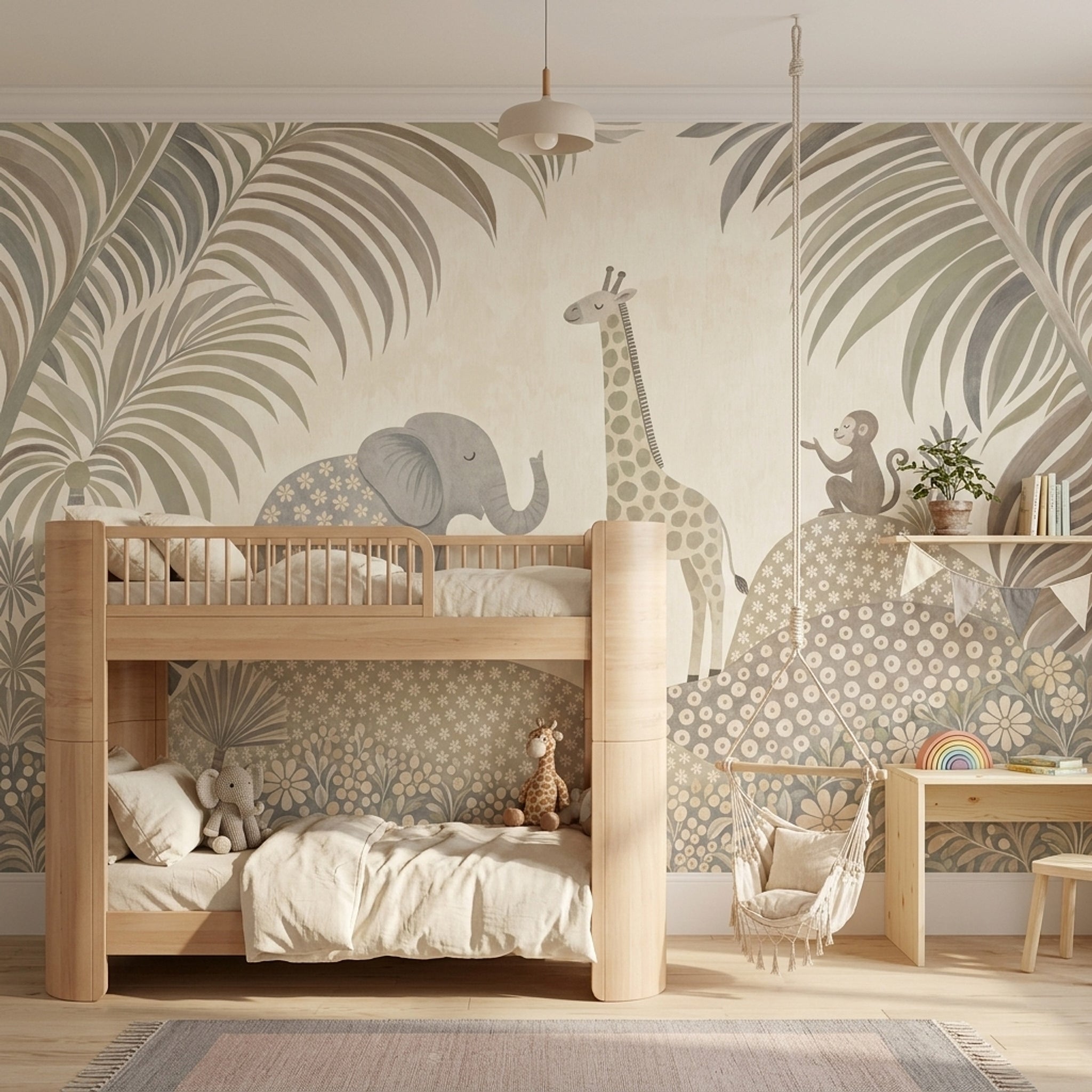 Safari Wallpaper Jungle Animals Watercolor Removable Wall Decor