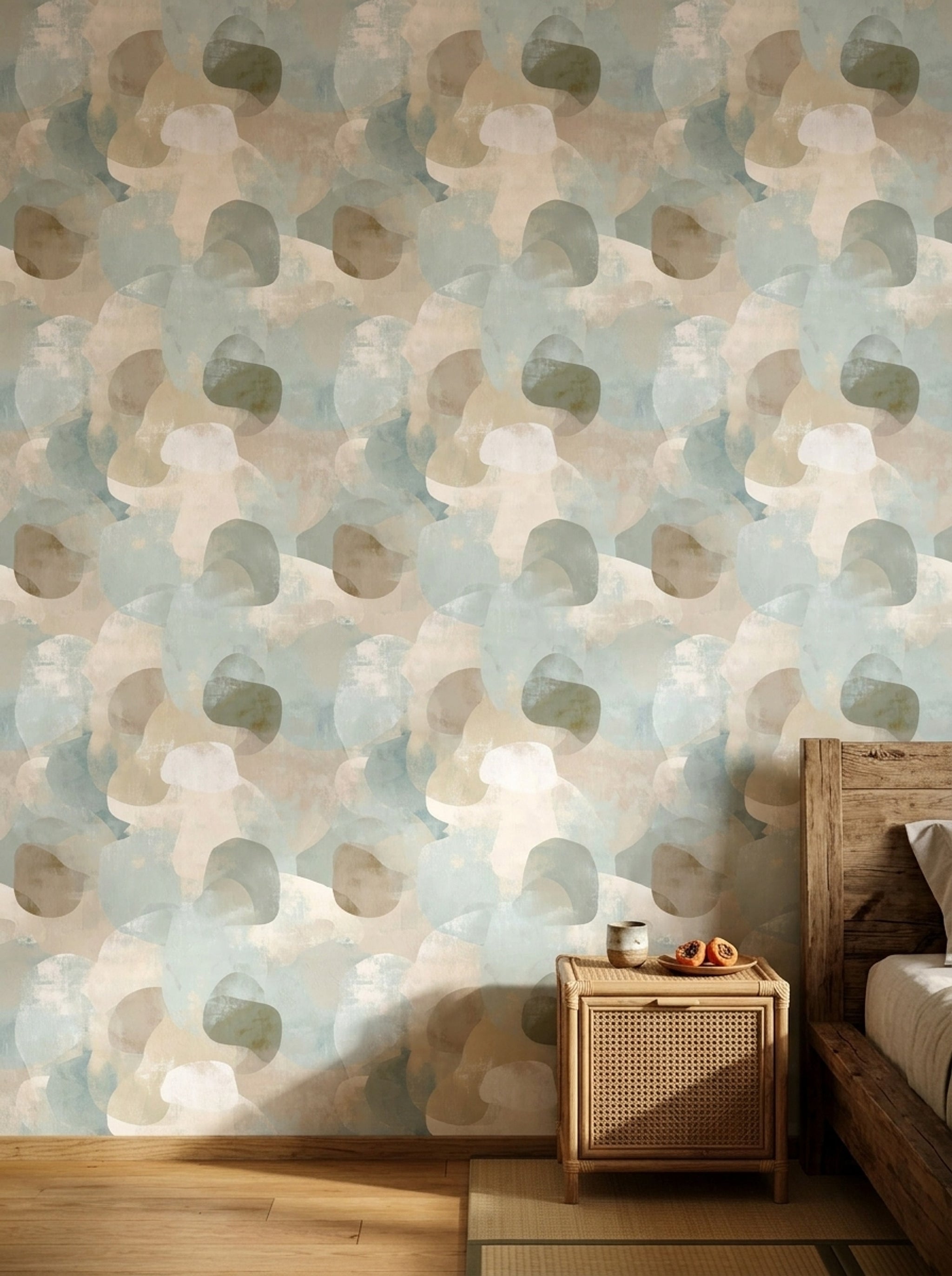 Organic Shapes Wallpaper Soft Neutral Palette Scandinavian Decorative Mural