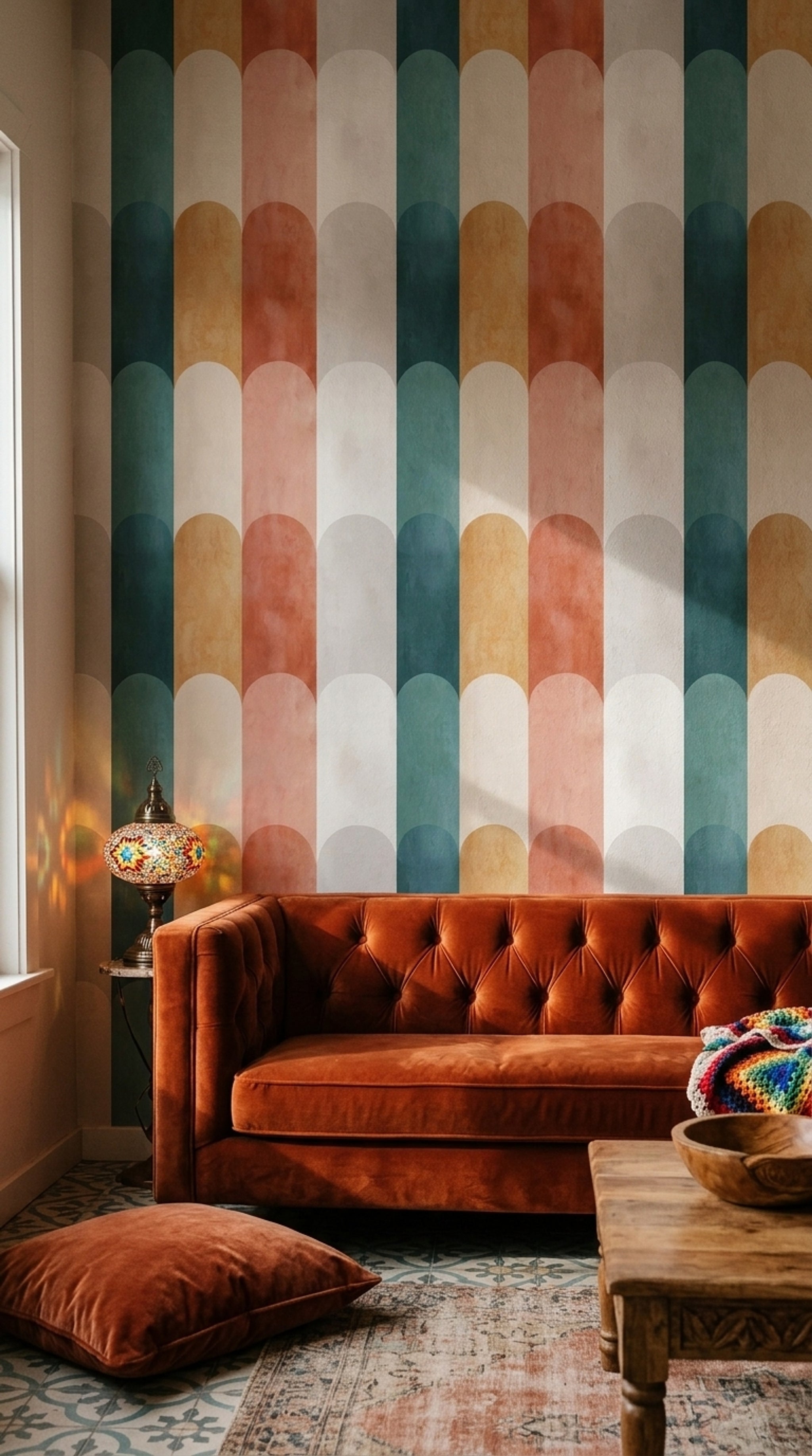 Mid Century Modern Wallpaper Geometric Shapes Removable Abstract Wall Double Roll