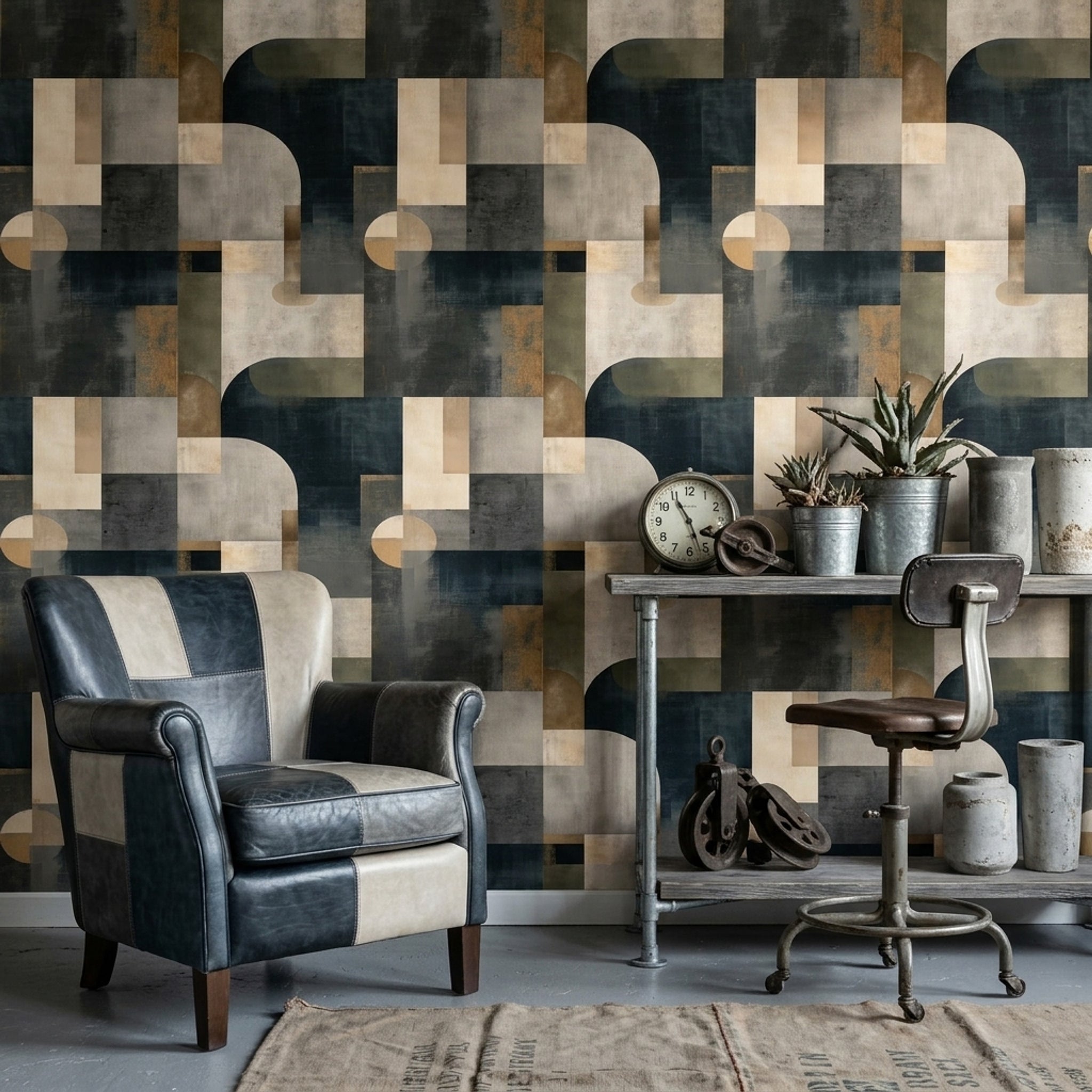 Concrete Texture Wallpaper Geometric Modern Removable Wall Decor
