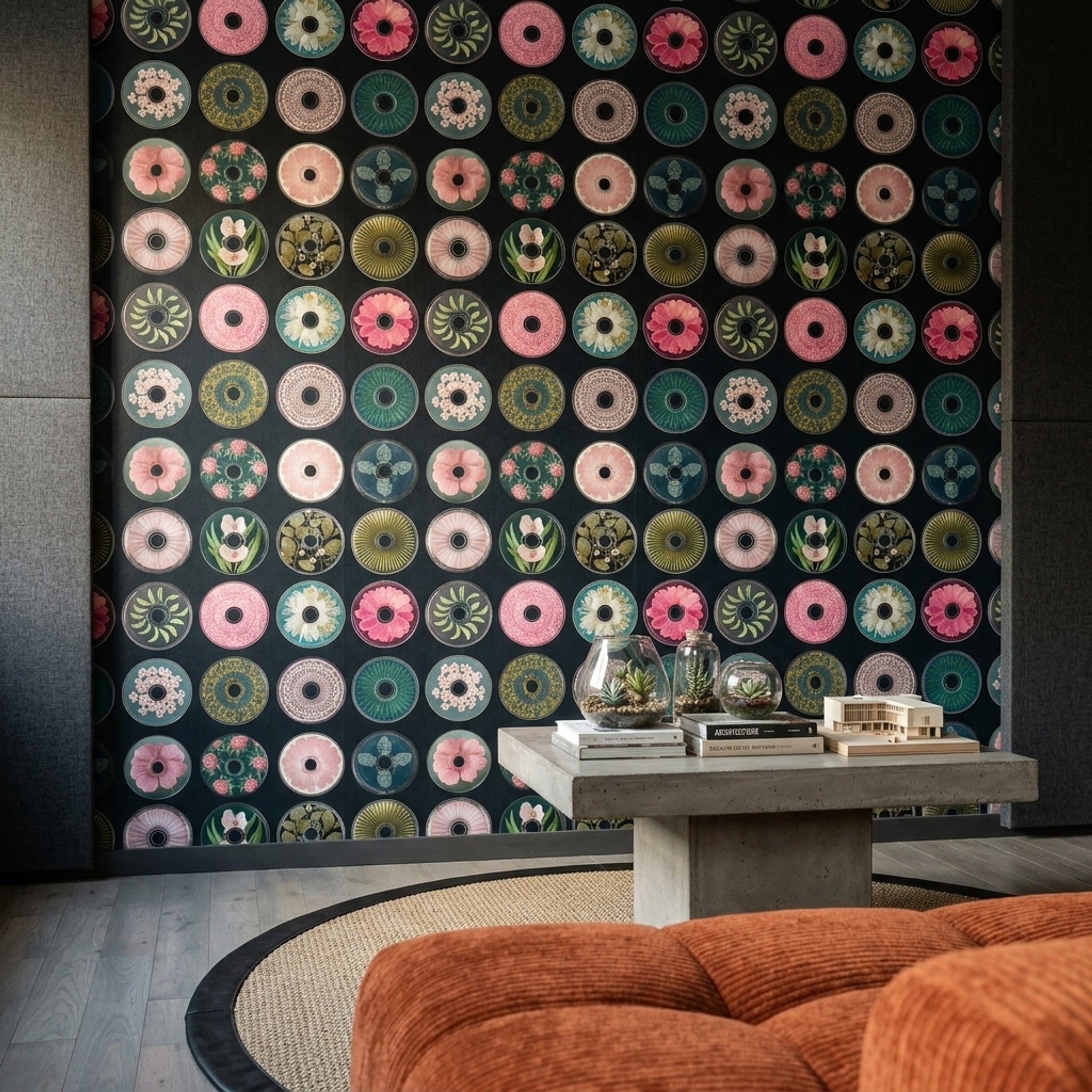 Black Background Wallpaper Dark Botanical Floral Removable Wall Decor