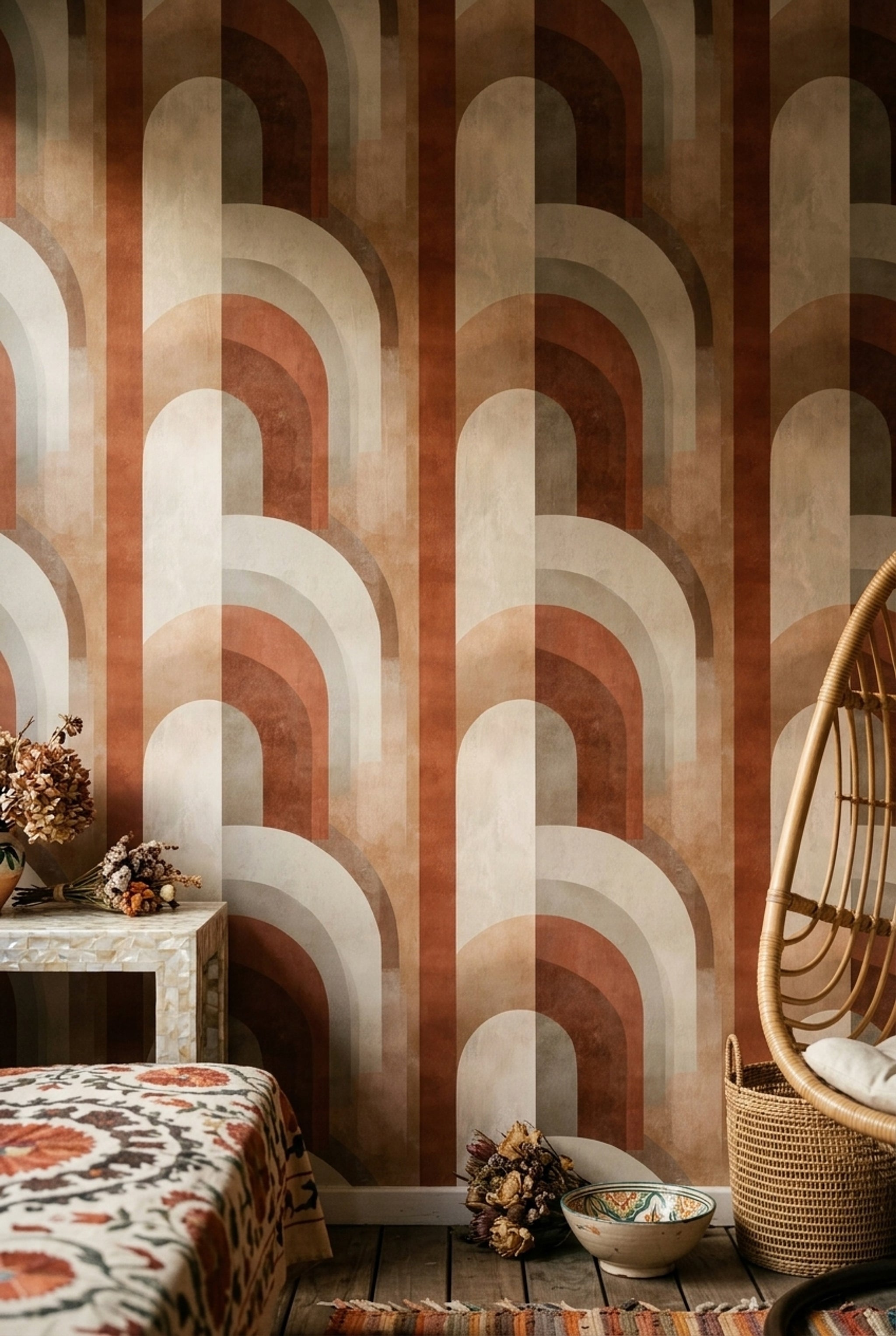 Mid Century Modern Wallpaper Geometric Removable Wall Decor