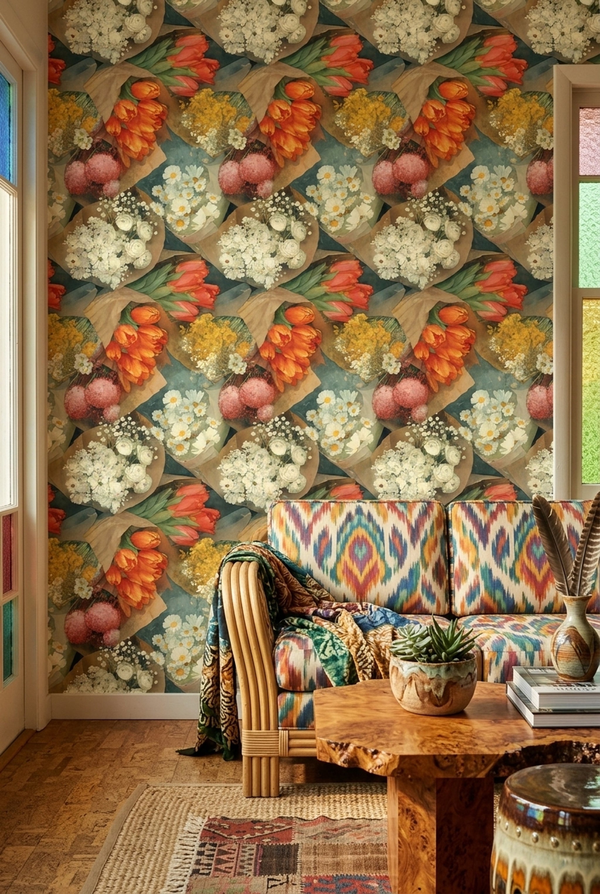 Muted Green Wallpaper Soft Botanical Removable Watercolor Wall Double Roll