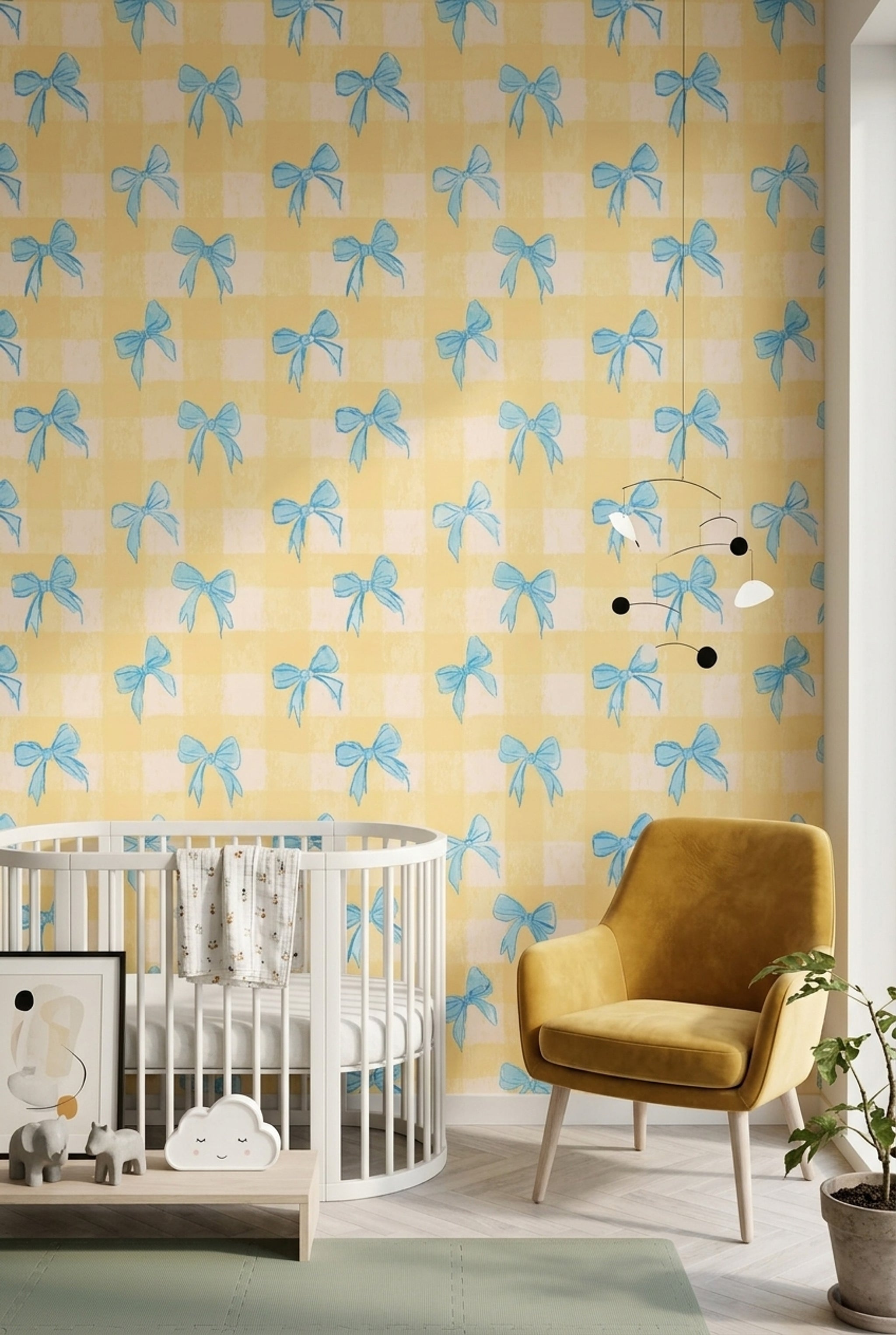 Watercolor Texture Wallpaper Pastel Illustration Gingham Removable Wall Decor