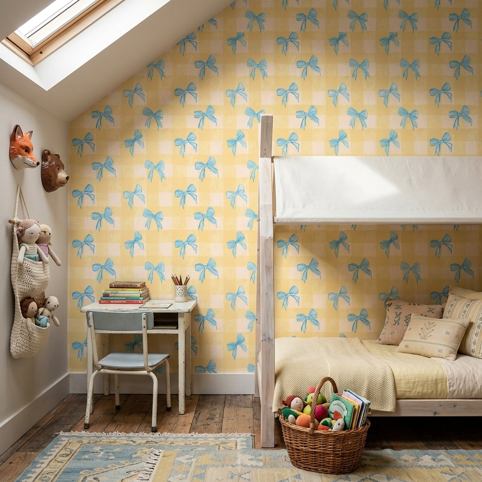Watercolor Texture Wallpaper Pastel Illustration Gingham Removable Wall Decor