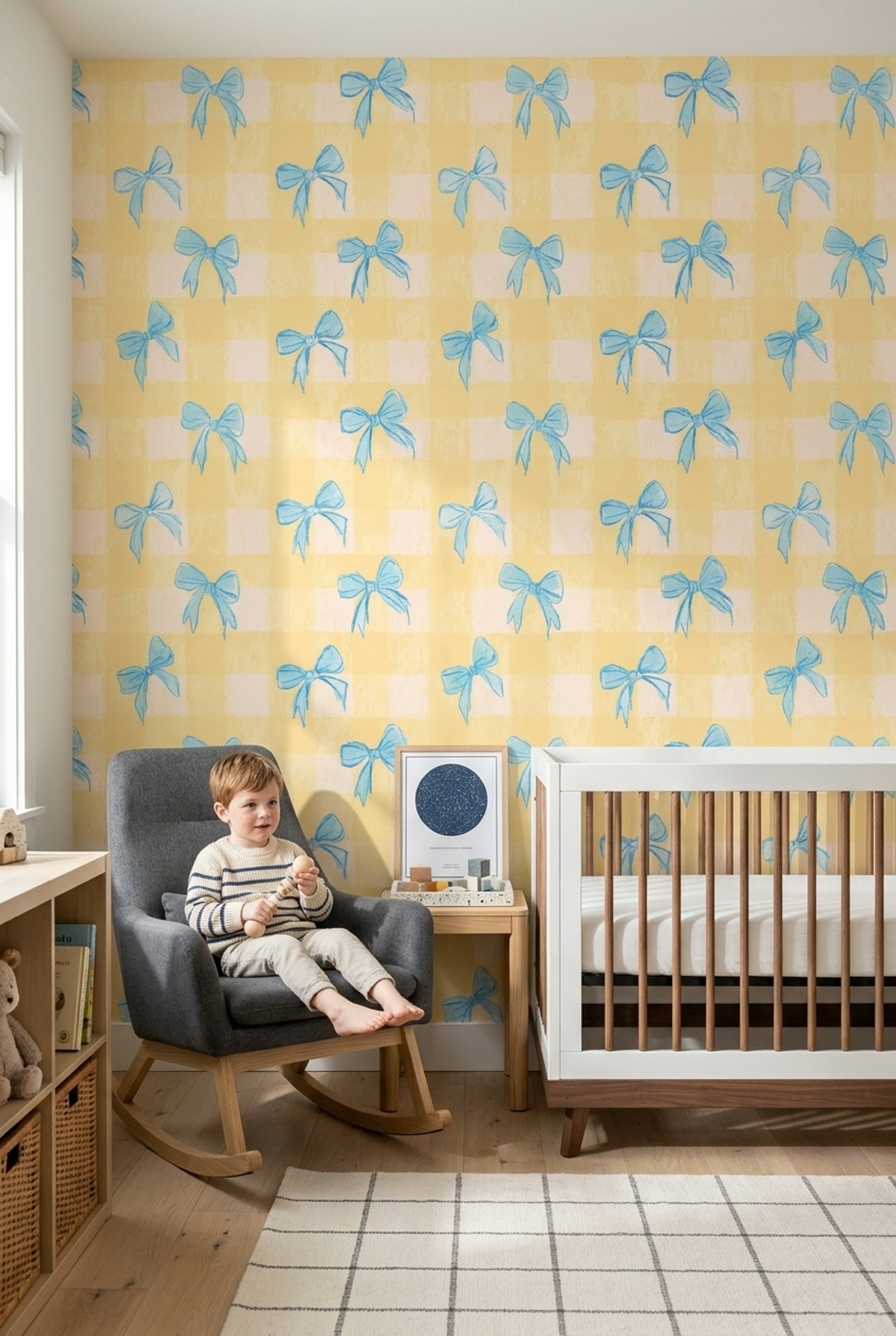 Watercolor Texture Wallpaper Pastel Illustration Gingham Removable Wall Decor