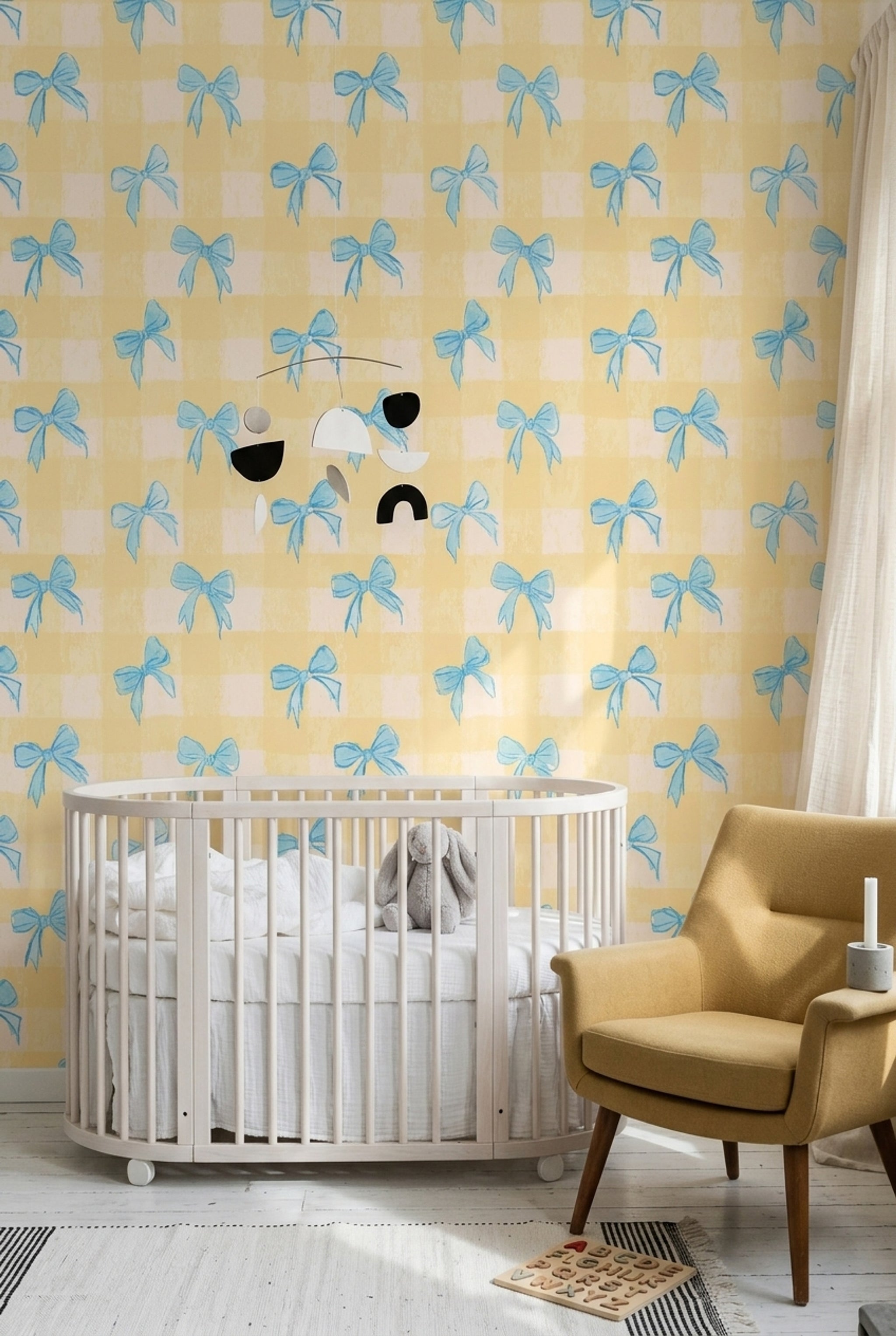 Watercolor Texture Wallpaper Pastel Illustration Gingham Removable Wall Decor
