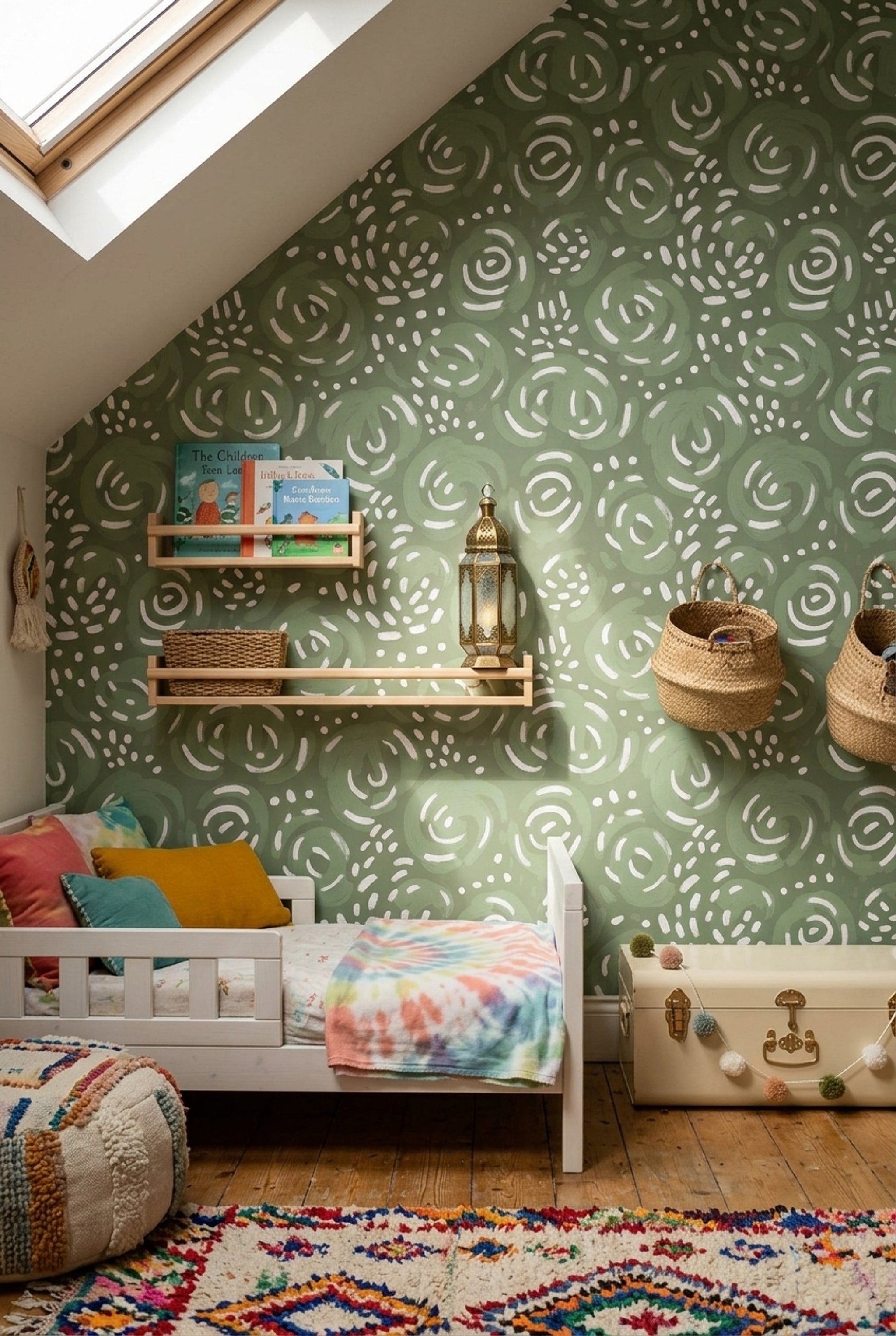 Abstract Wallpaper Painterly Sage Green Decorative Mural