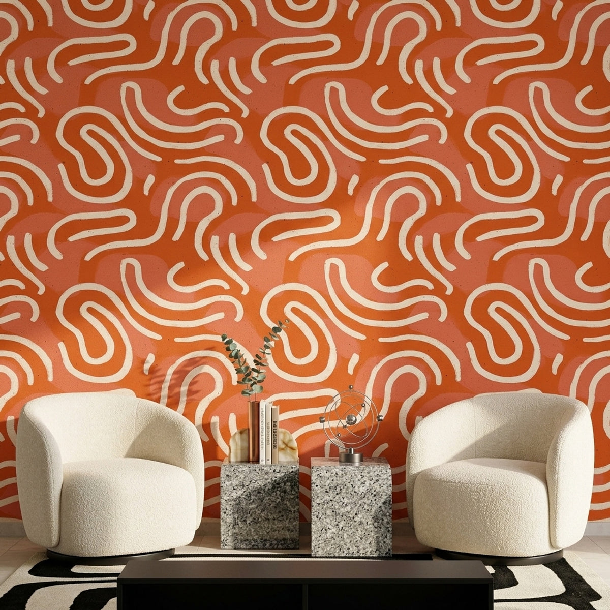 Mid Century Modern Wallpaper Retro Removable Abstract Wall Double Roll