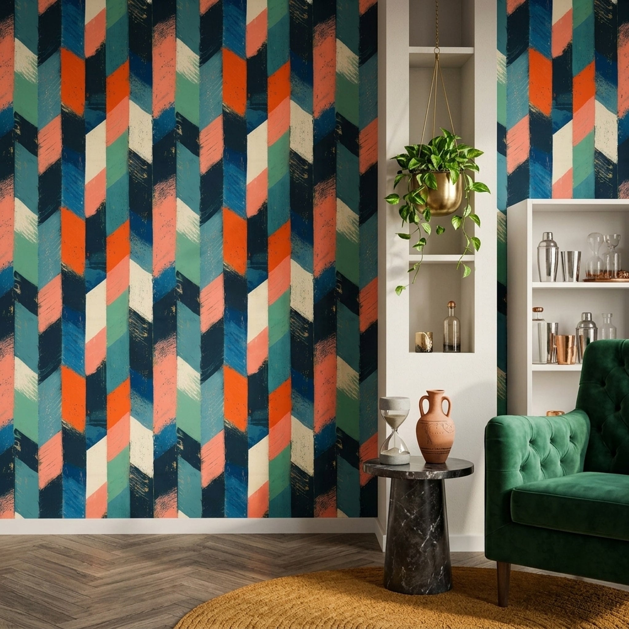 Mid Century Modern Wallpaper Geometric Abstract Removable Wall Decor