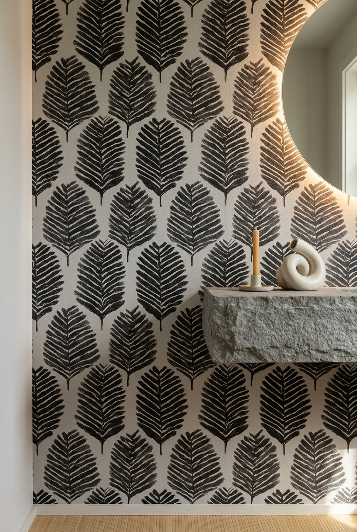 Fern Fronds Wallpaper Botanical Removable Black And White Wall Double Roll
