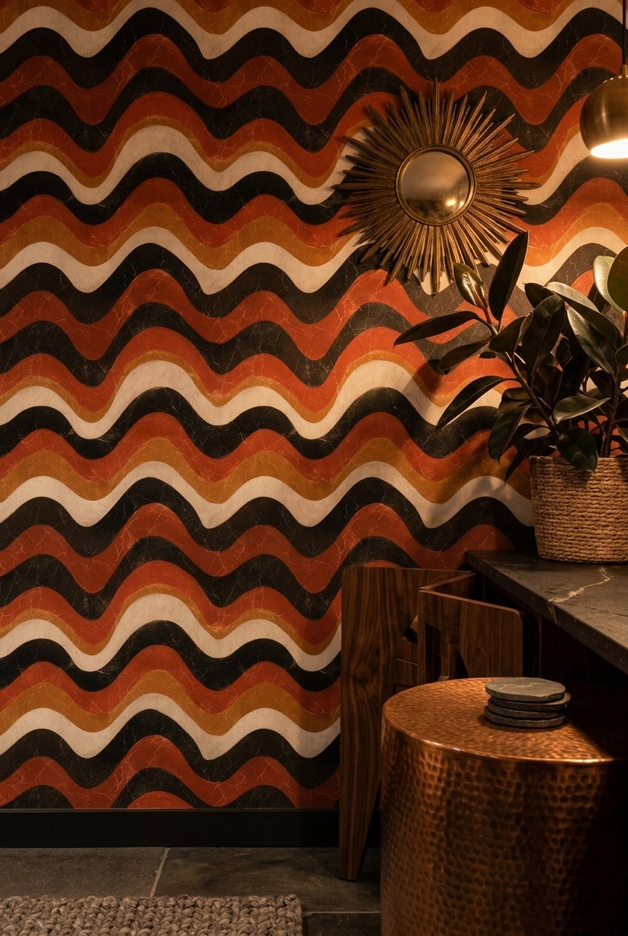 Mid Century Modern Wallpaper Retro Geometric Removable Wall Decor