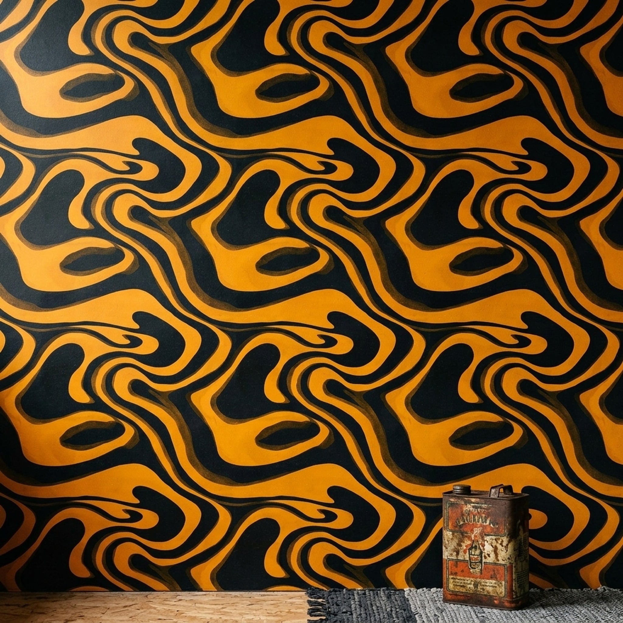 Abstract Swirl Wallpaper Wavy Lines Bold Contrast Decorative Mural