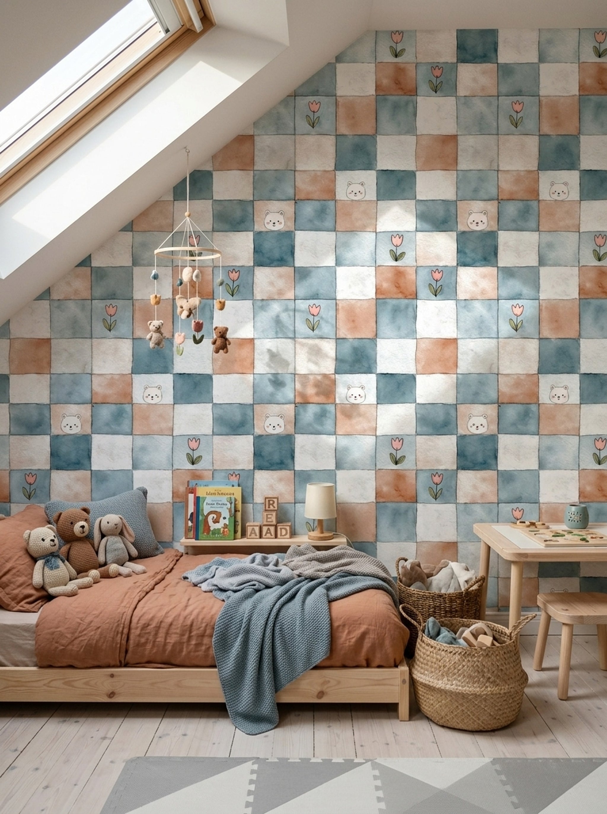 Watercolor Texture Wallpaper Nursery Bear Removable Wall Decor