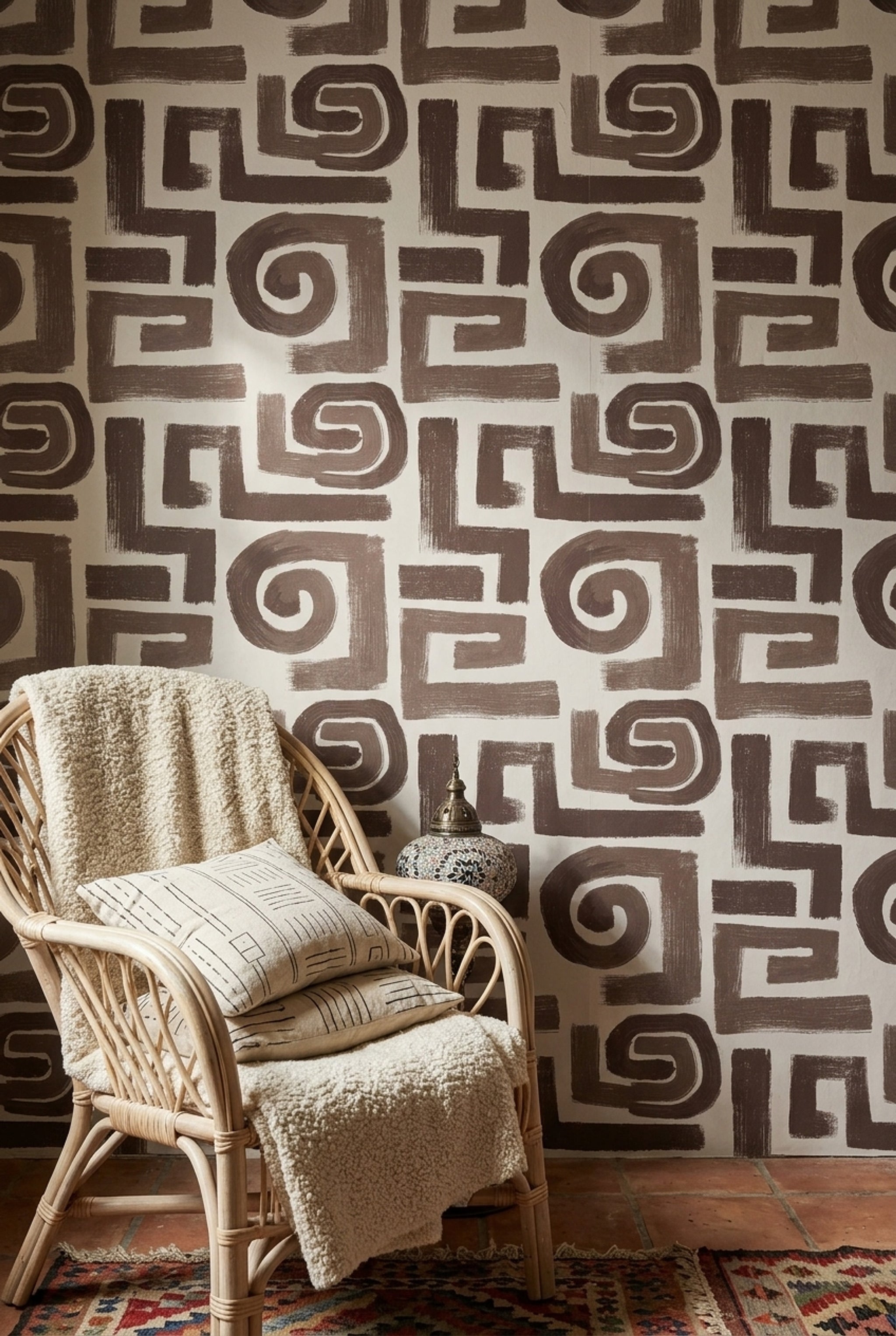 Abstract Wallpaper Geometric Removable Brushstroke Wall Double Roll
