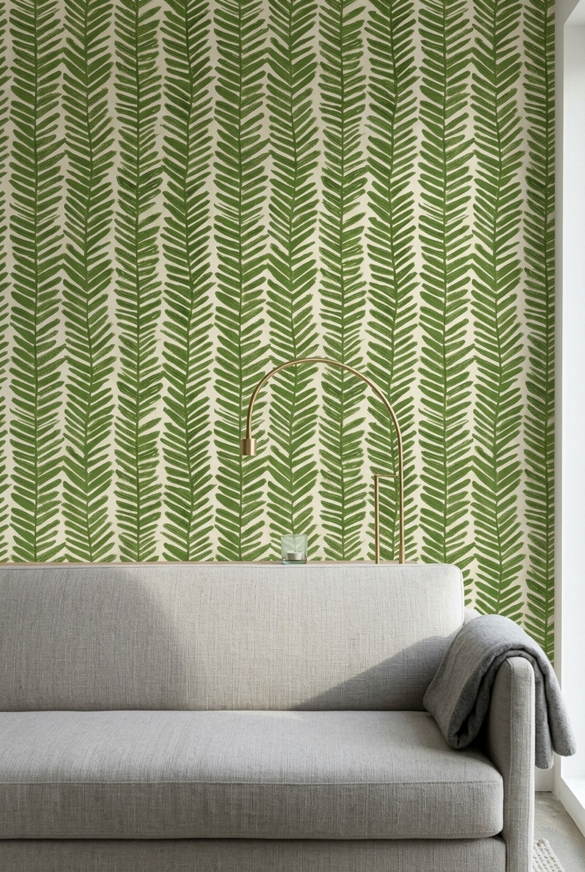 Fern Fronds Wallpaper Tropical Leaf Hand Painted Decorative Mural