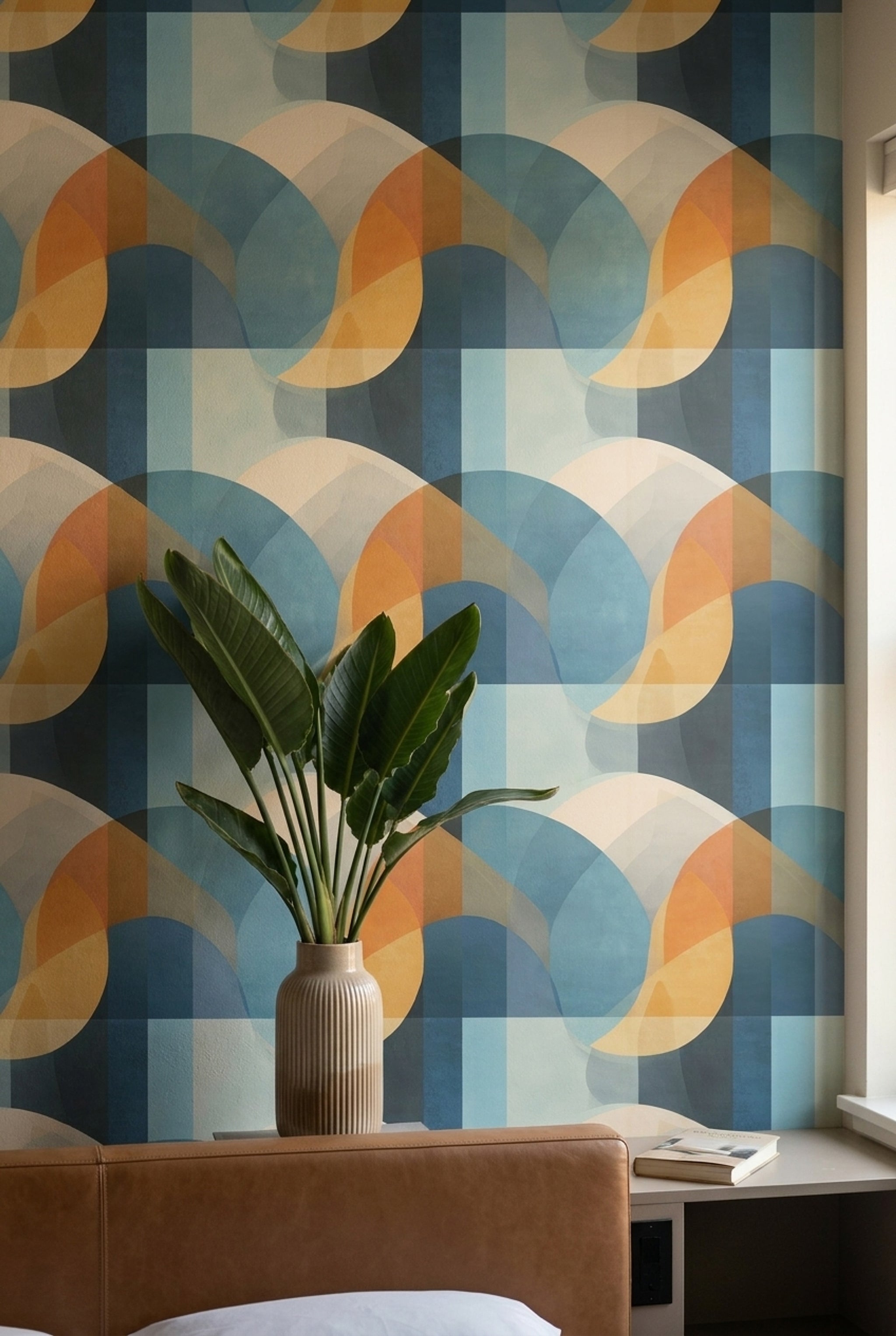 Mid Century Modern Wallpaper Geometric Removable Abstract Wall Double Roll