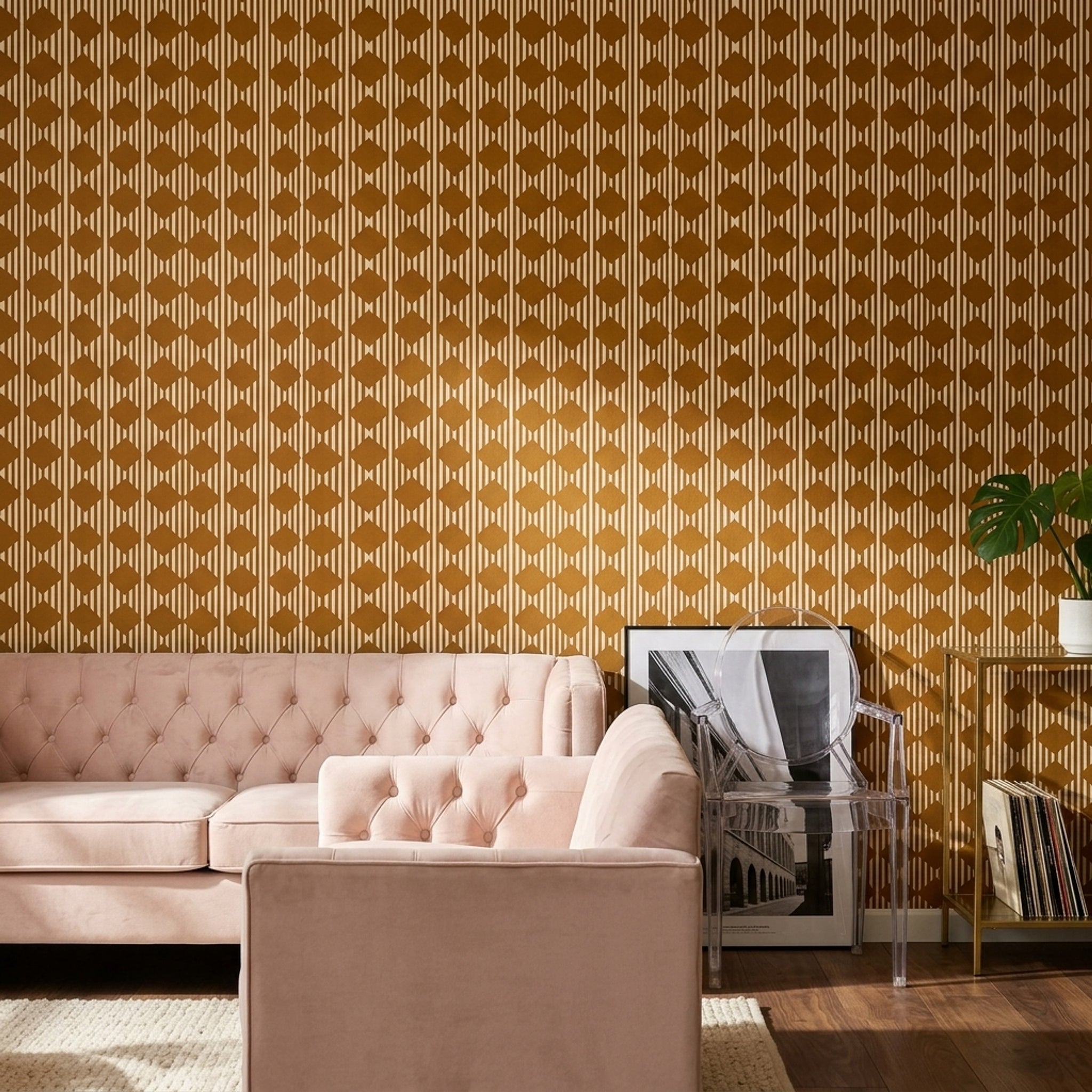 Geometric Wallpaper Diamond Motif Removable Vertical Stripes Wall Double Roll