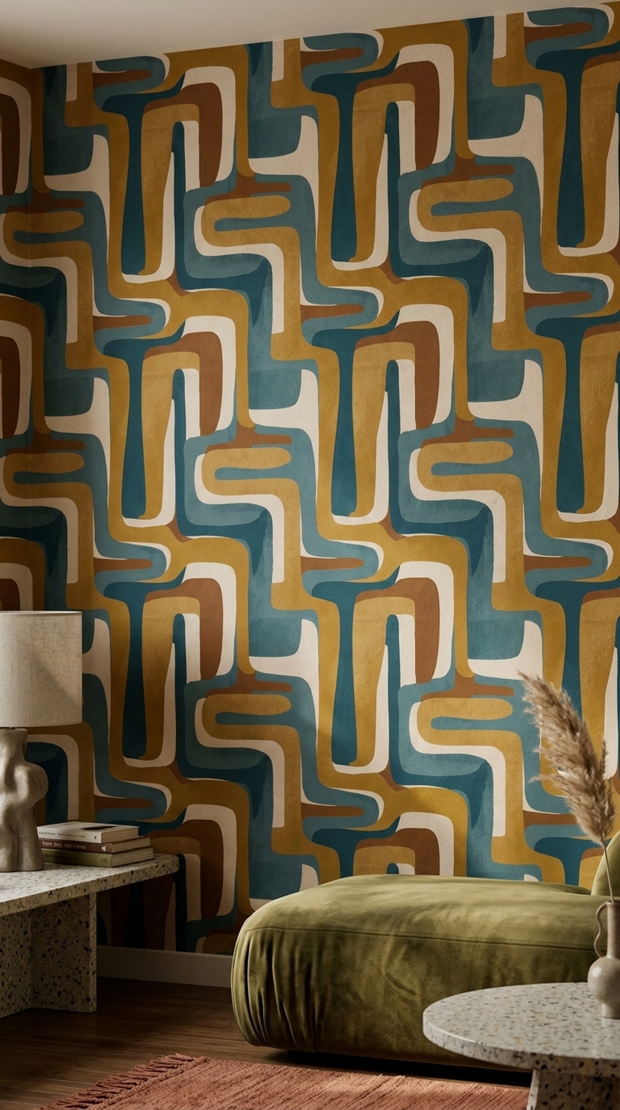 Mid-Century Modern Wallpaper Paper Texture Mid-Century Modern Decorative Mural